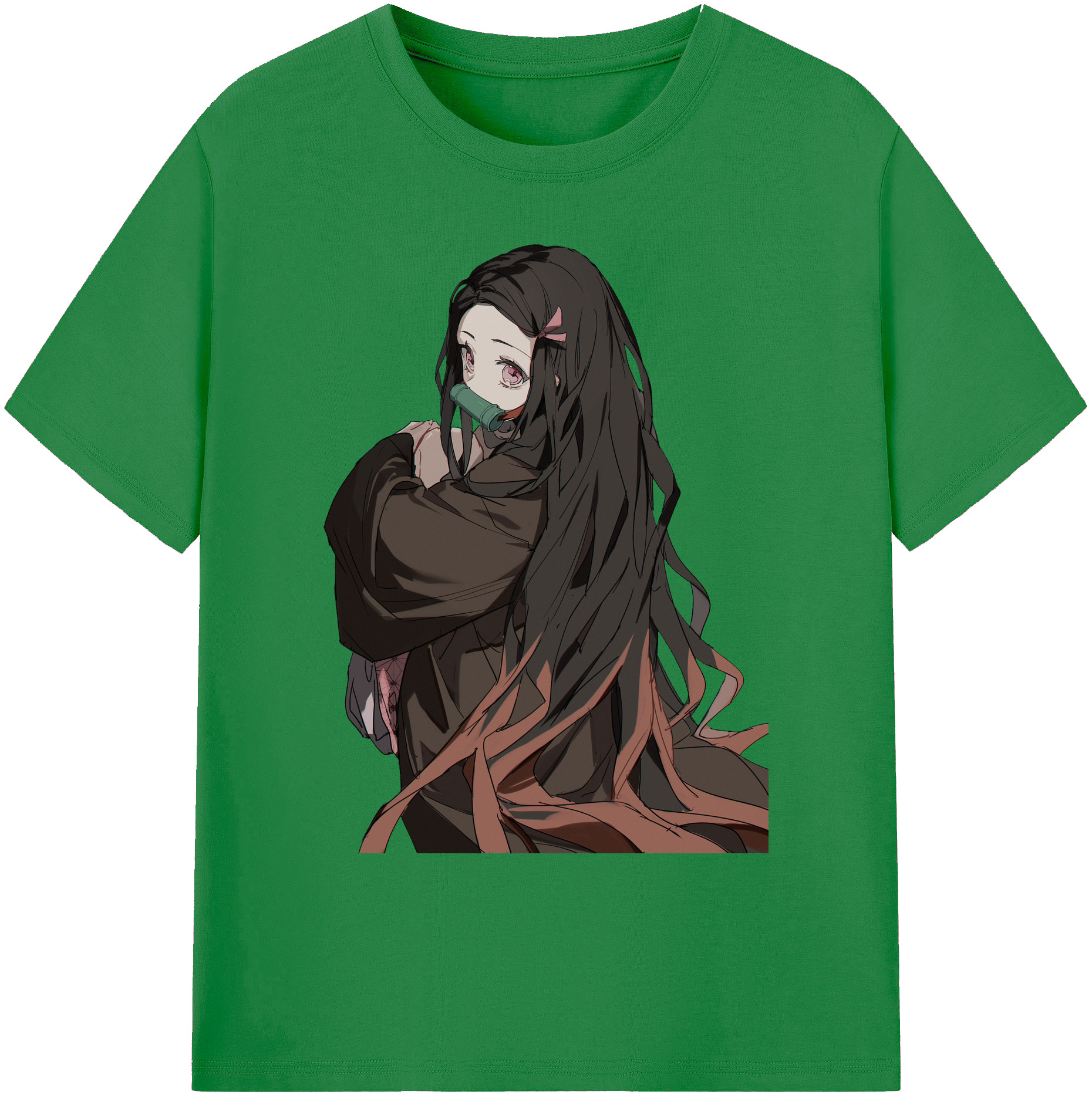 （画像用） 鬼滅の刃（きめつのやいば）竈門 禰󠄀豆子／かまど ねずこ Kamado Nezuko 綿100％ メンズ半袖Tシャツ｜肌触りやわらか＆通気性