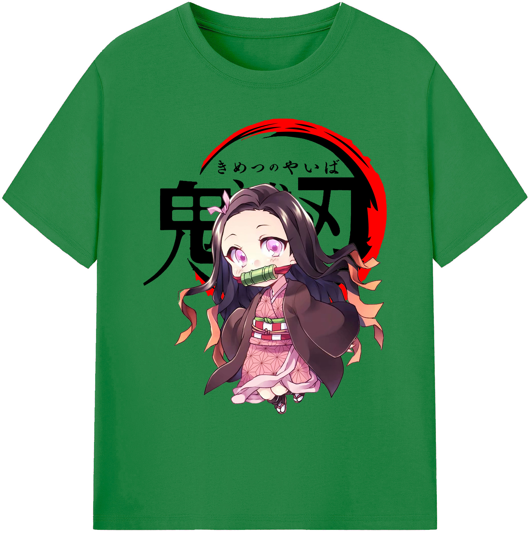 （画像用） 鬼滅の刃（きめつのやいば）竈門 禰󠄀豆子／かまど ねずこ Kamado Nezuko 綿100％ メンズ半袖Tシャツ｜肌触りやわらか＆通気性