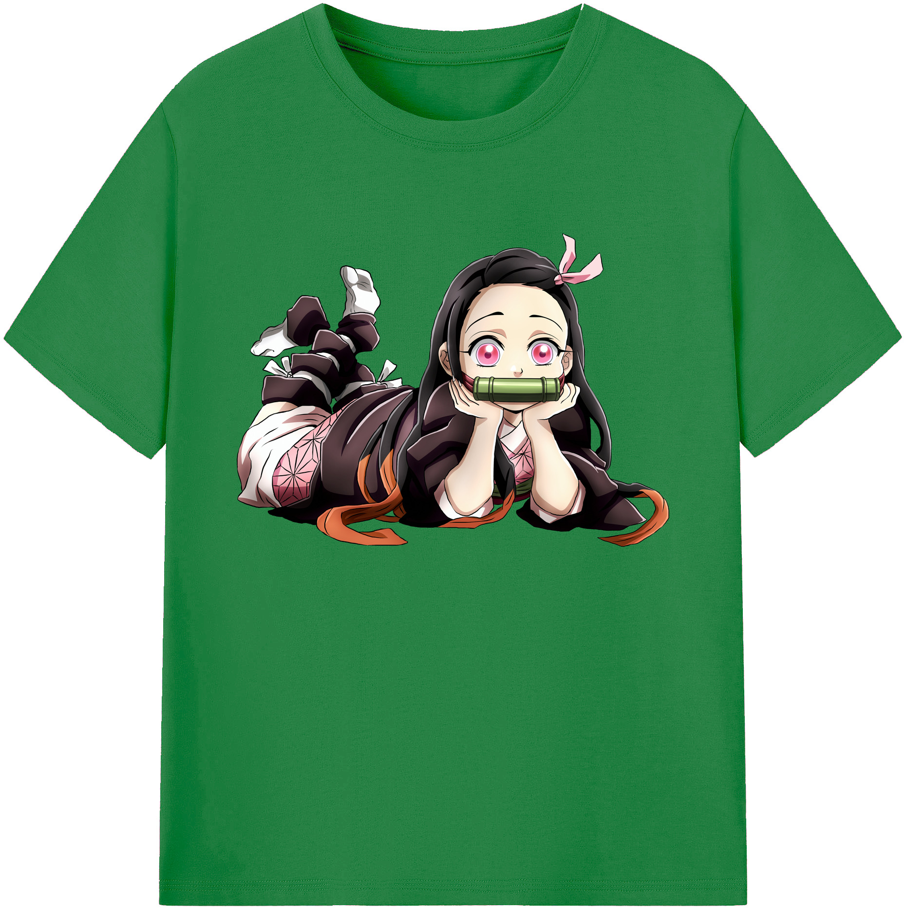 （画像用） 鬼滅の刃（きめつのやいば）竈門 禰󠄀豆子／かまど ねずこ Kamado Nezuko 綿100％ メンズ半袖Tシャツ｜肌触りやわらか＆通気性