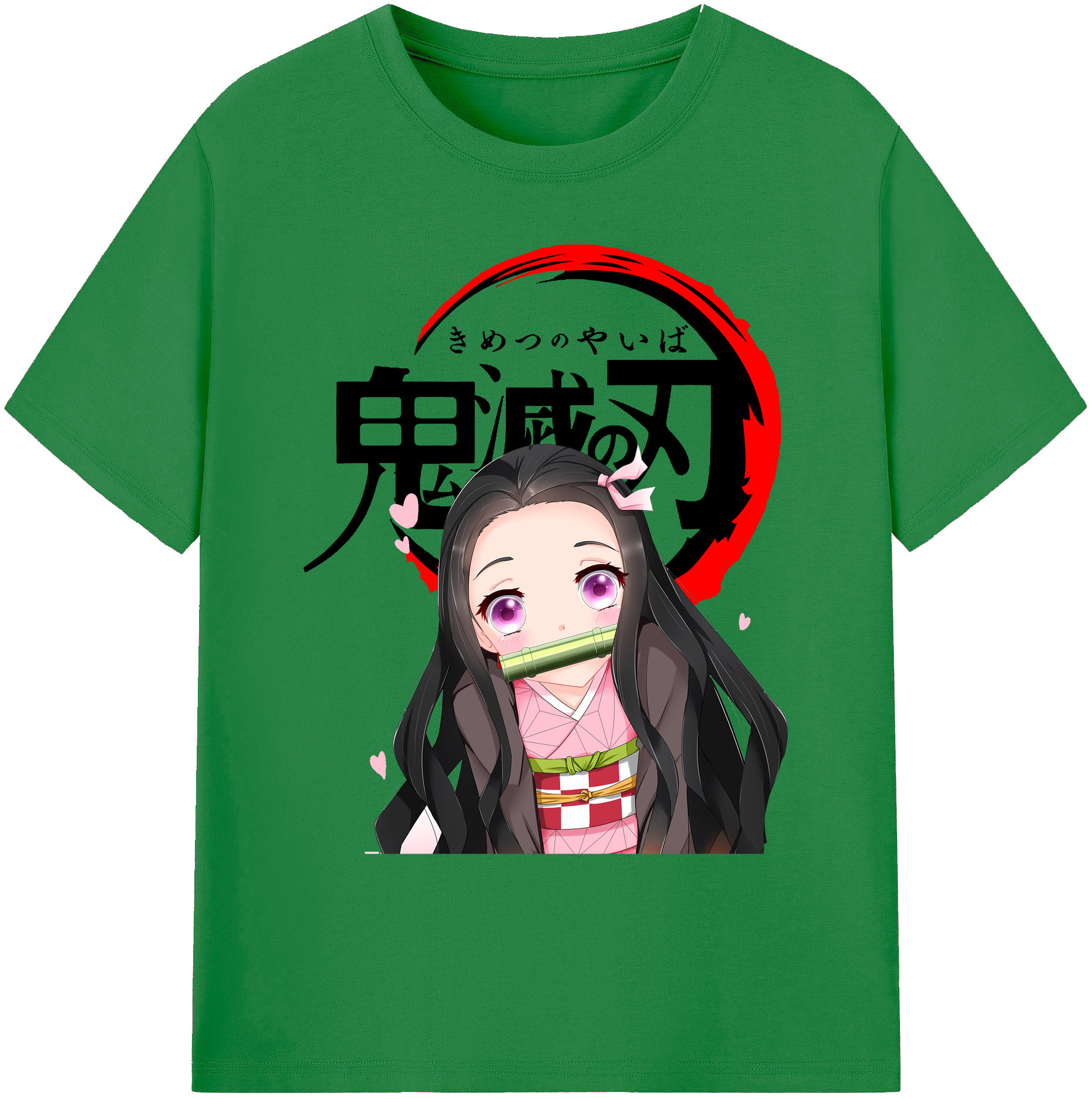 （画像用） 鬼滅の刃（きめつのやいば）竈門 禰󠄀豆子／かまど ねずこ Kamado Nezuko 綿100％ メンズ半袖Tシャツ｜肌触りやわらか＆通気性