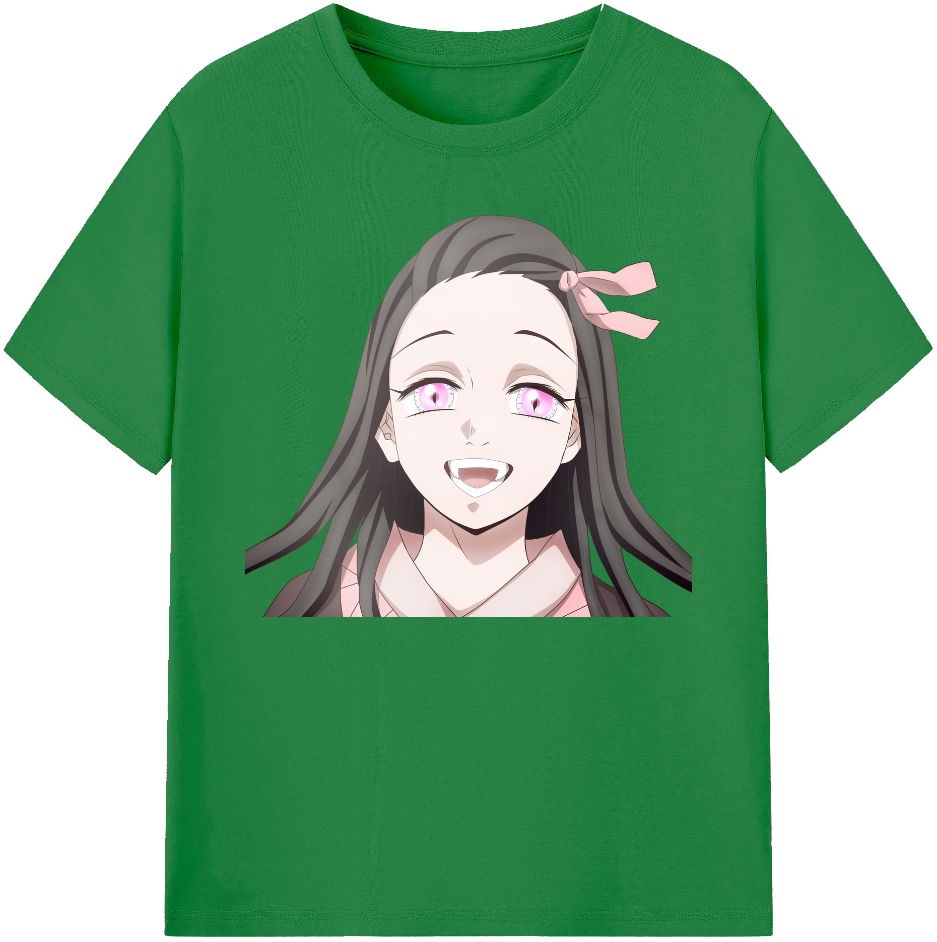 （画像用） 鬼滅の刃（きめつのやいば）竈門 禰󠄀豆子／かまど ねずこ Kamado Nezuko 綿100％ メンズ半袖Tシャツ｜肌触りやわらか＆通気性