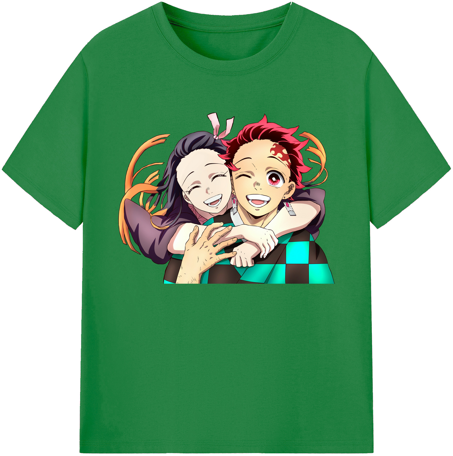 （画像用） 鬼滅の刃（きめつのやいば）竈門 禰󠄀豆子／かまど ねずこ Kamado Nezuko 綿100％ メンズ半袖Tシャツ｜肌触りやわらか＆通気性