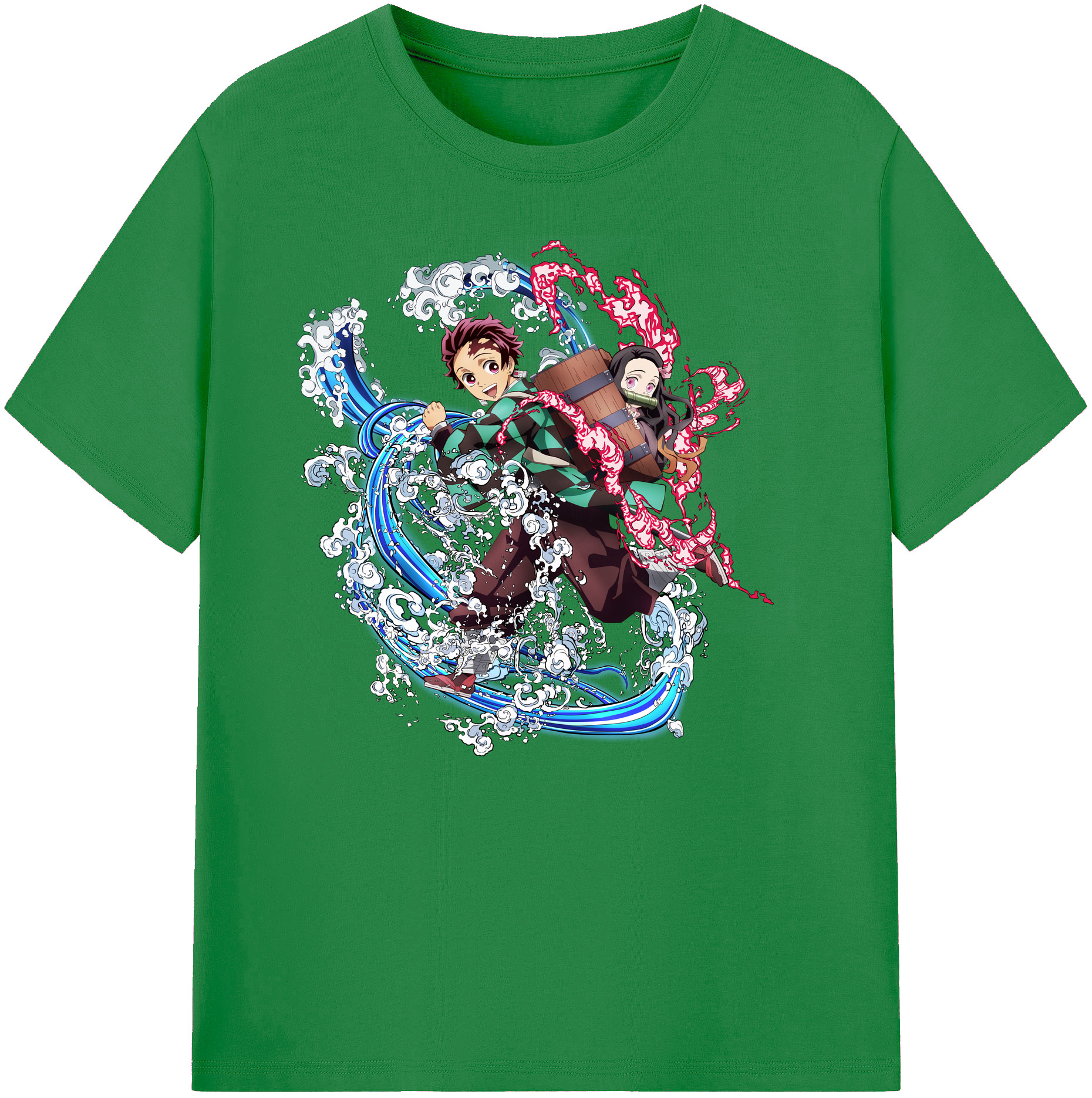 （画像用） 鬼滅の刃（きめつのやいば）竈門 禰󠄀豆子／かまど ねずこ Kamado Nezuko 綿100％ メンズ半袖Tシャツ｜肌触りやわらか＆通気性