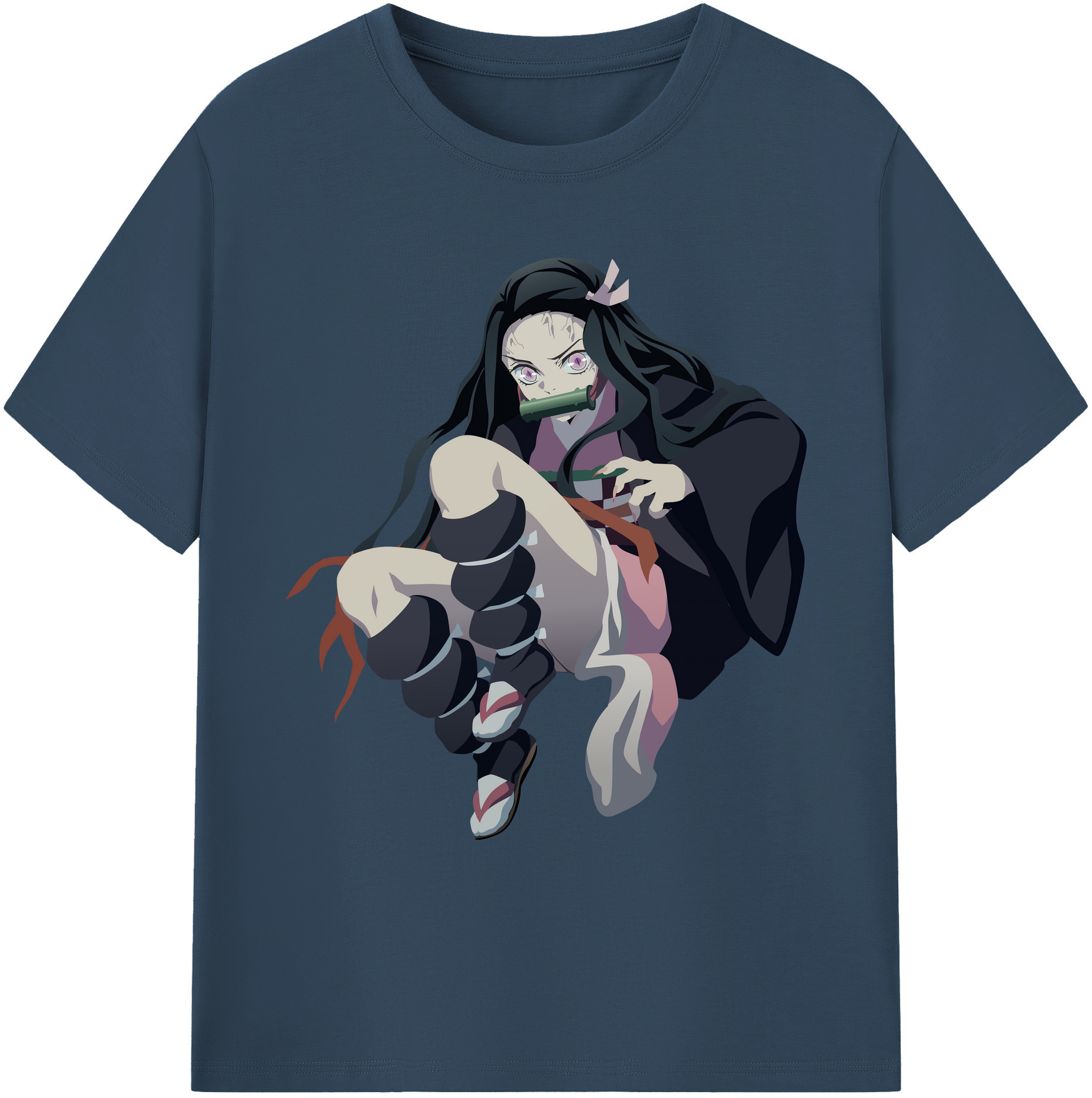 （画像用） 鬼滅の刃（きめつのやいば）竈門 禰󠄀豆子／かまど ねずこ Kamado Nezuko 綿100％ メンズ半袖Tシャツ｜肌触りやわらか＆通気性