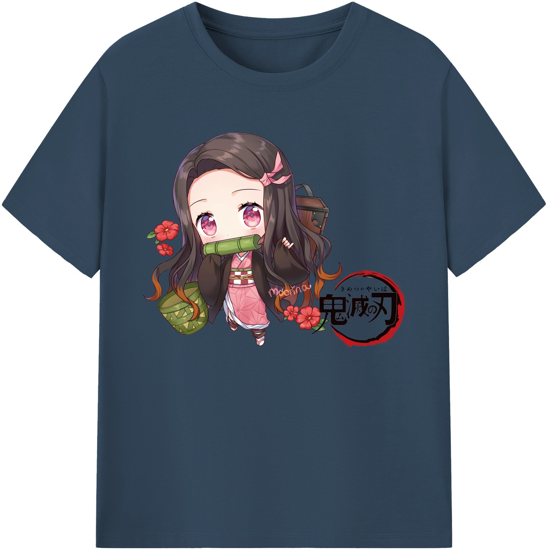 （画像用） 鬼滅の刃（きめつのやいば）竈門 禰󠄀豆子／かまど ねずこ Kamado Nezuko 綿100％ メンズ半袖Tシャツ｜肌触りやわらか＆通気性