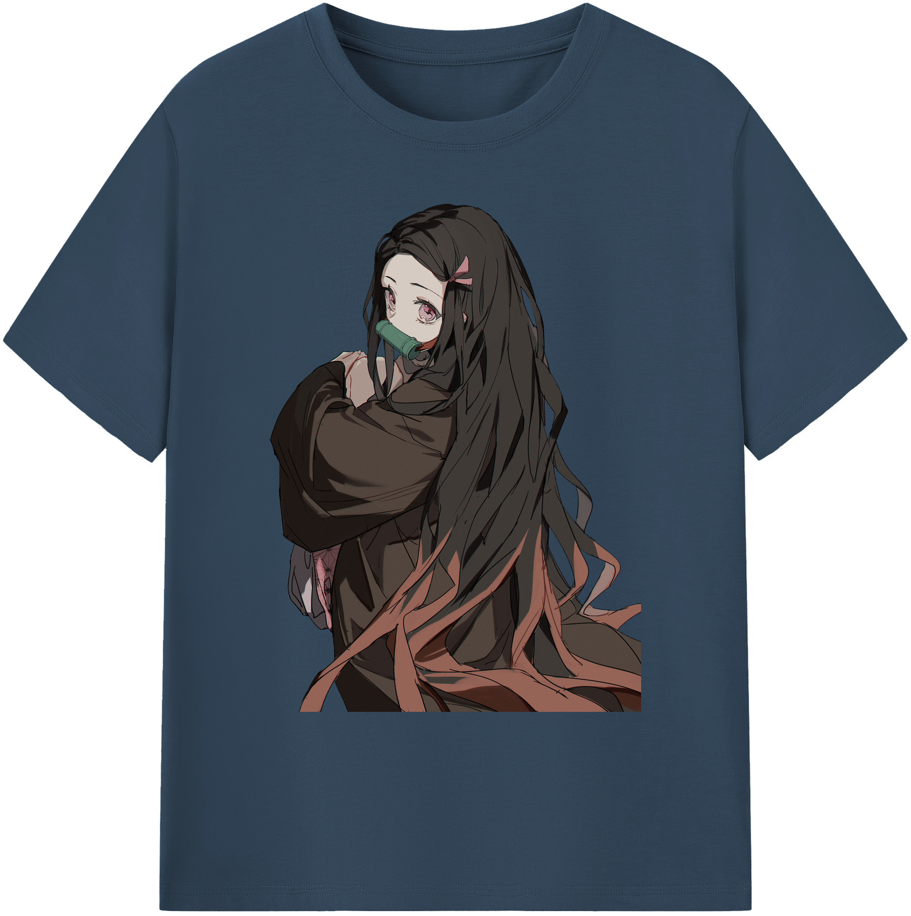 （画像用） 鬼滅の刃（きめつのやいば）竈門 禰󠄀豆子／かまど ねずこ Kamado Nezuko 綿100％ メンズ半袖Tシャツ｜肌触りやわらか＆通気性