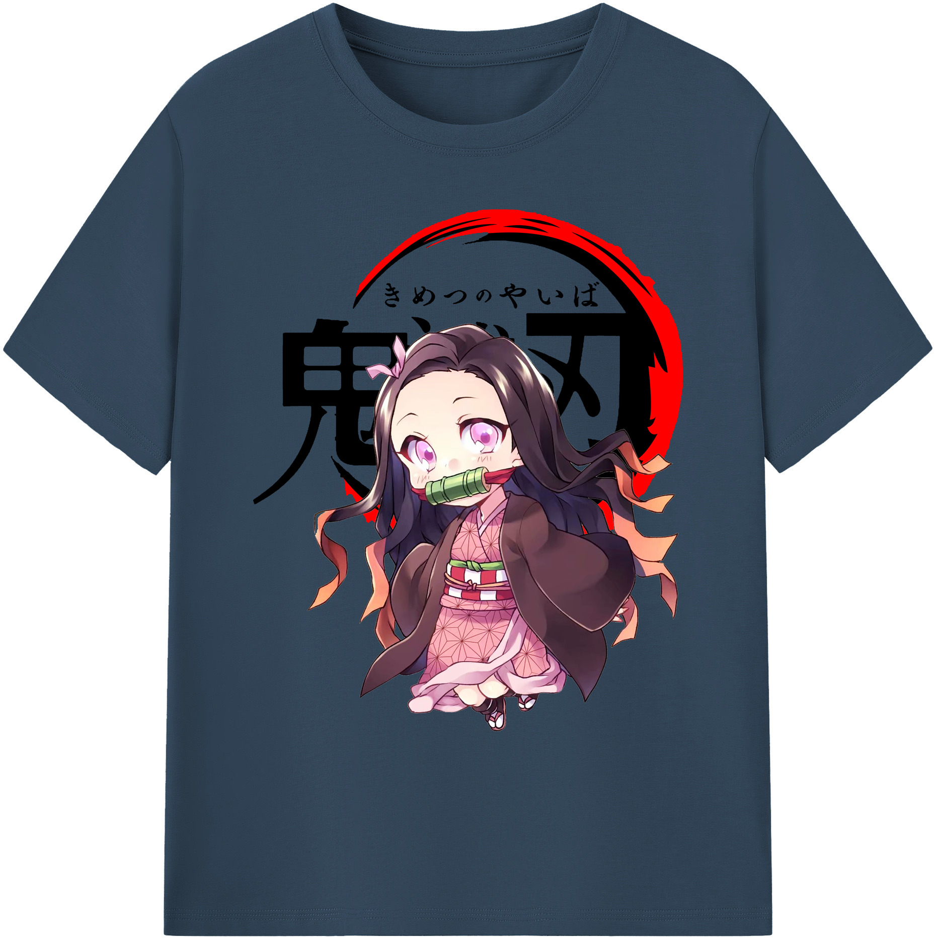（画像用） 鬼滅の刃（きめつのやいば）竈門 禰󠄀豆子／かまど ねずこ Kamado Nezuko 綿100％ メンズ半袖Tシャツ｜肌触りやわらか＆通気性