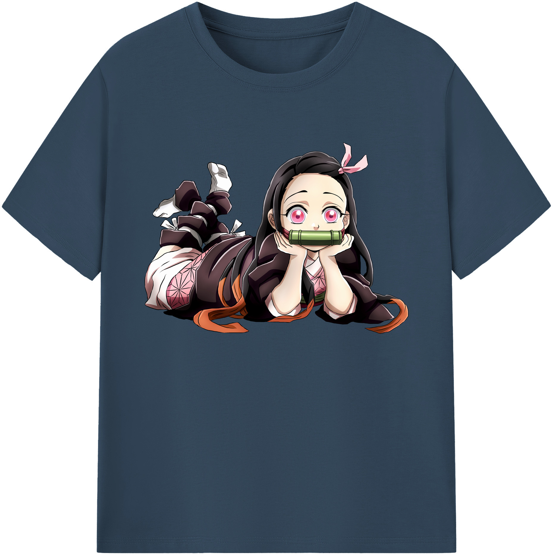 （画像用） 鬼滅の刃（きめつのやいば）竈門 禰󠄀豆子／かまど ねずこ Kamado Nezuko 綿100％ メンズ半袖Tシャツ｜肌触りやわらか＆通気性