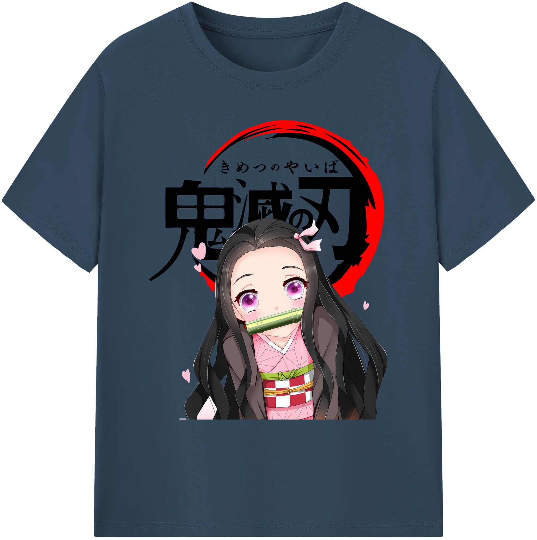 （画像用） 鬼滅の刃（きめつのやいば）竈門 禰󠄀豆子／かまど ねずこ Kamado Nezuko 綿100％ メンズ半袖Tシャツ｜肌触りやわらか＆通気性