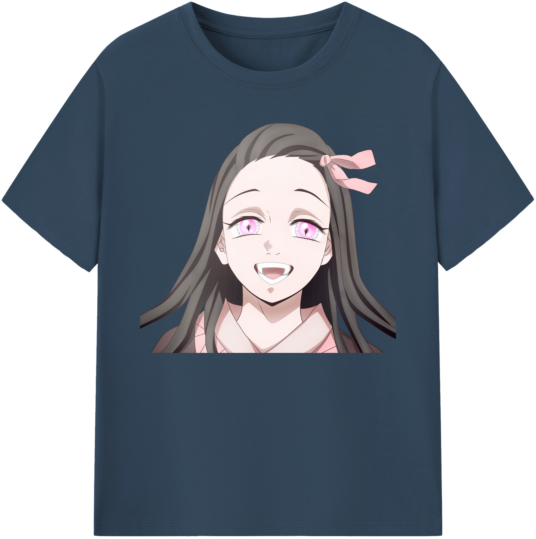 （画像用） 鬼滅の刃（きめつのやいば）竈門 禰󠄀豆子／かまど ねずこ Kamado Nezuko 綿100％ メンズ半袖Tシャツ｜肌触りやわらか＆通気性