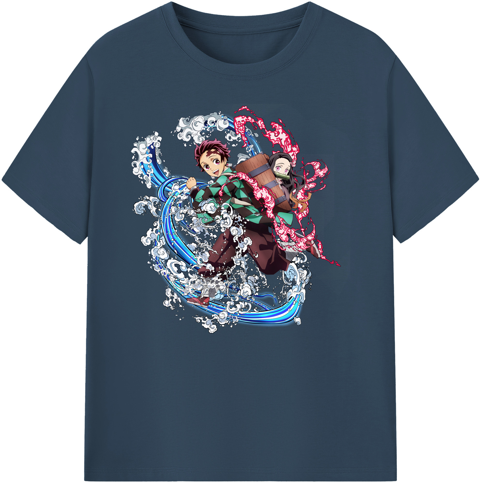 （画像用） 鬼滅の刃（きめつのやいば）竈門 禰󠄀豆子／かまど ねずこ Kamado Nezuko 綿100％ メンズ半袖Tシャツ｜肌触りやわらか＆通気性