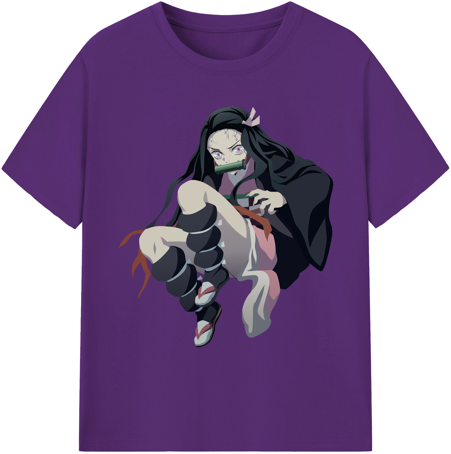 （画像用） 鬼滅の刃（きめつのやいば）竈門 禰󠄀豆子／かまど ねずこ Kamado Nezuko 綿100％ メンズ半袖Tシャツ｜肌触りやわらか＆通気性