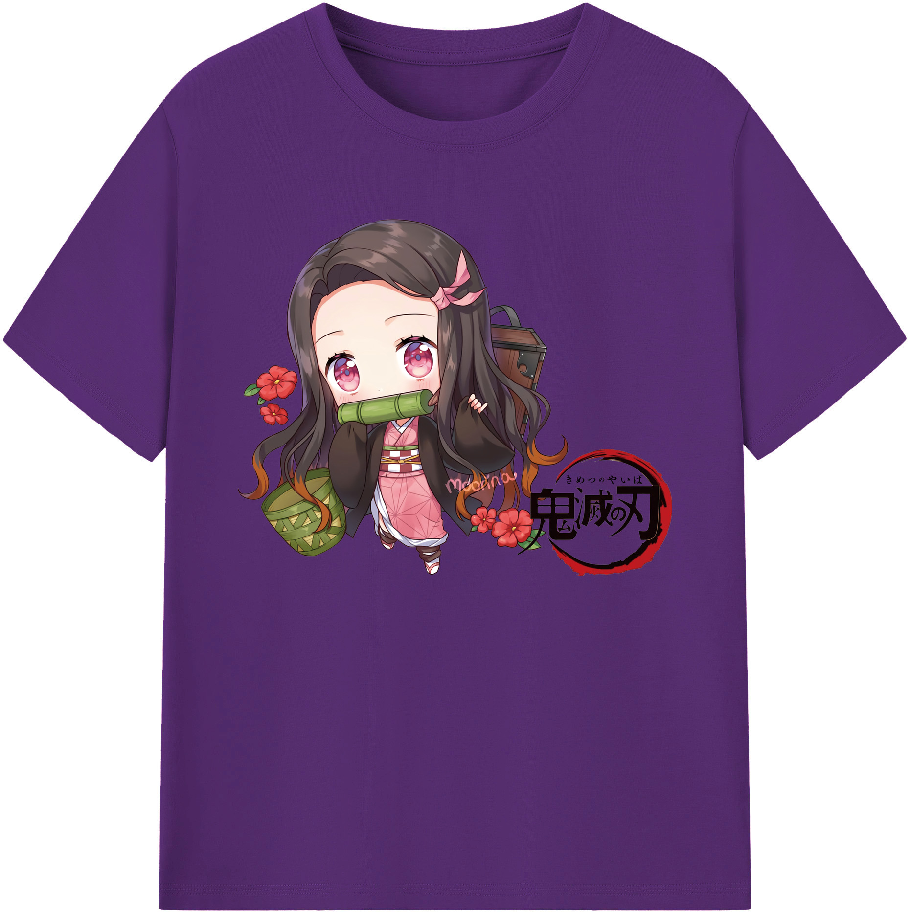 （画像用） 鬼滅の刃（きめつのやいば）竈門 禰󠄀豆子／かまど ねずこ Kamado Nezuko 綿100％ メンズ半袖Tシャツ｜肌触りやわらか＆通気性