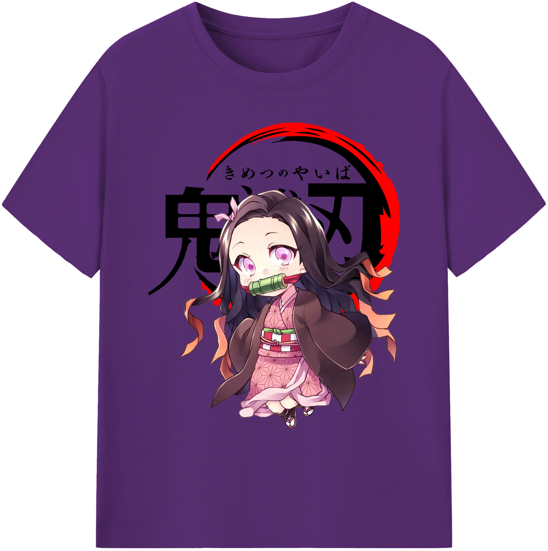 （画像用） 鬼滅の刃（きめつのやいば）竈門 禰󠄀豆子／かまど ねずこ Kamado Nezuko 綿100％ メンズ半袖Tシャツ｜肌触りやわらか＆通気性