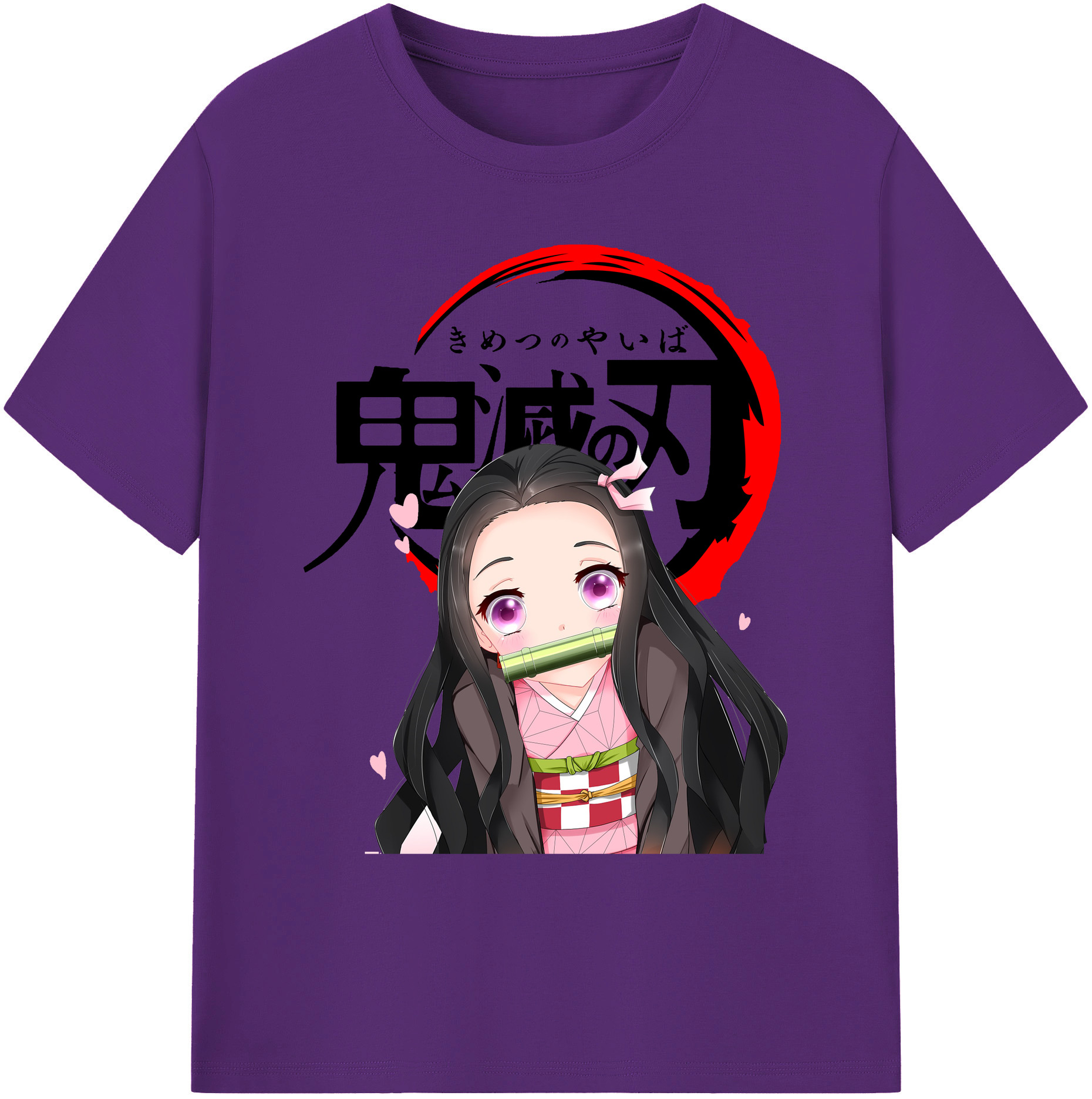 （画像用） 鬼滅の刃（きめつのやいば）竈門 禰󠄀豆子／かまど ねずこ Kamado Nezuko 綿100％ メンズ半袖Tシャツ｜肌触りやわらか＆通気性