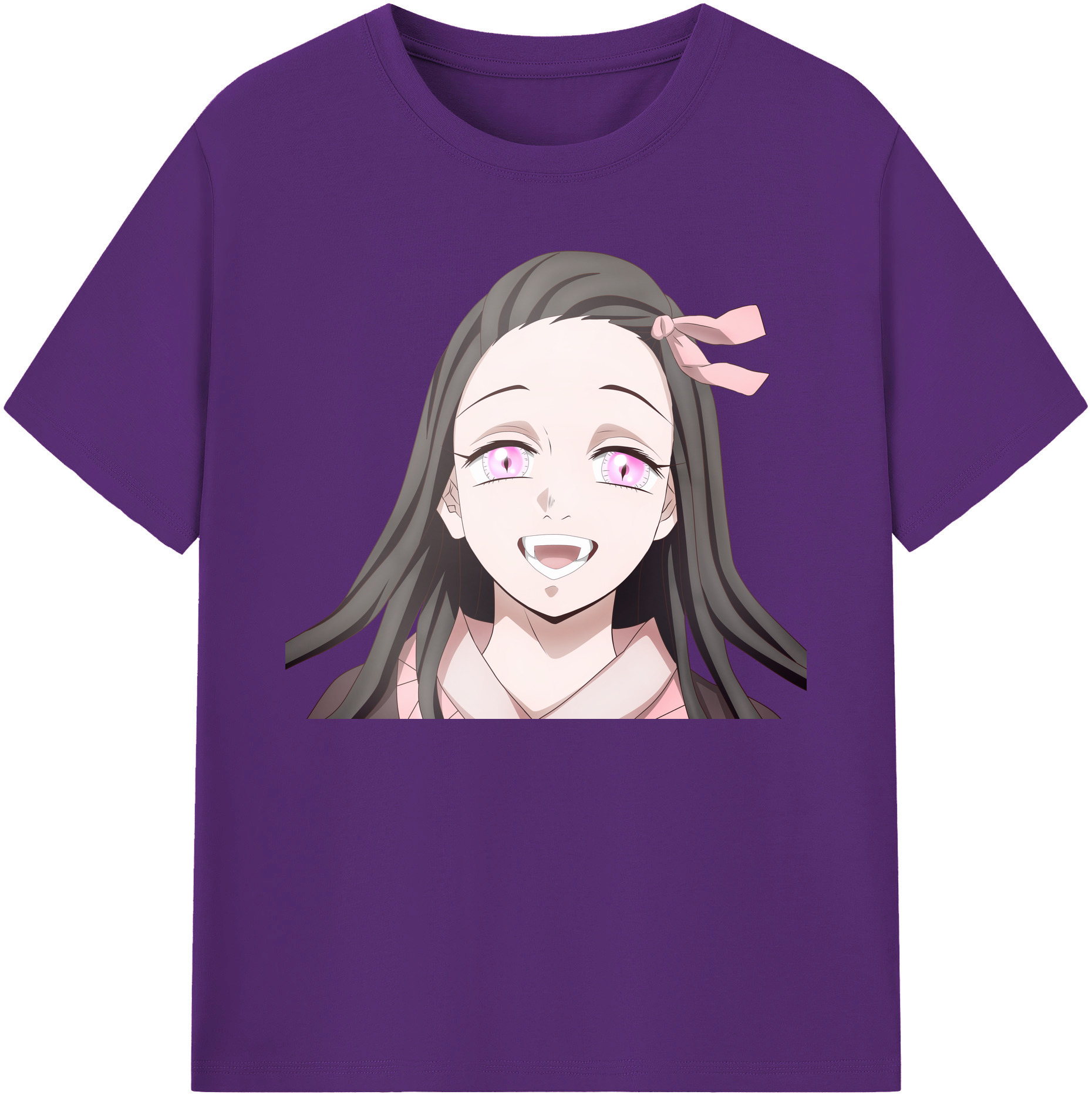 （画像用） 鬼滅の刃（きめつのやいば）竈門 禰󠄀豆子／かまど ねずこ Kamado Nezuko 綿100％ メンズ半袖Tシャツ｜肌触りやわらか＆通気性