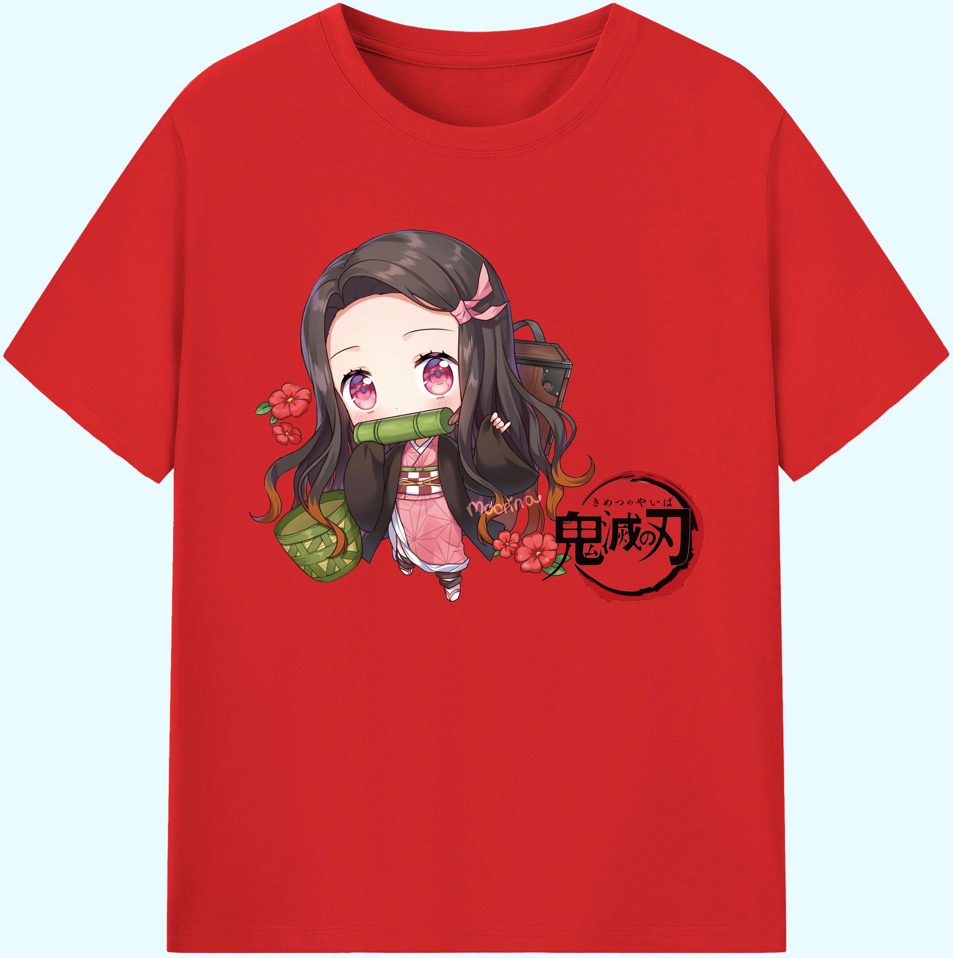 （画像用） 鬼滅の刃（きめつのやいば）竈門 禰󠄀豆子／かまど ねずこ Kamado Nezuko 綿100％ メンズ半袖Tシャツ｜肌触りやわらか＆通気性