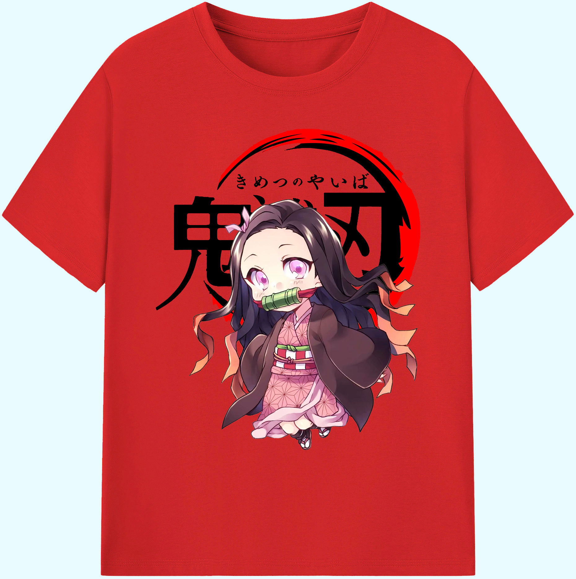 （画像用） 鬼滅の刃（きめつのやいば）竈門 禰󠄀豆子／かまど ねずこ Kamado Nezuko 綿100％ メンズ半袖Tシャツ｜肌触りやわらか＆通気性
