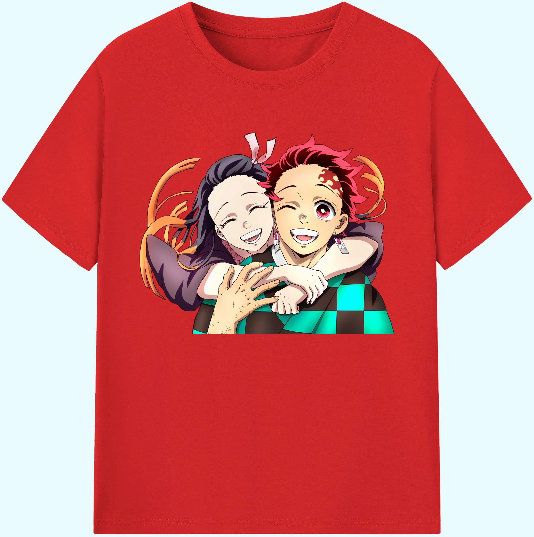 （画像用） 鬼滅の刃（きめつのやいば）竈門 禰󠄀豆子／かまど ねずこ Kamado Nezuko 綿100％ メンズ半袖Tシャツ｜肌触りやわらか＆通気性