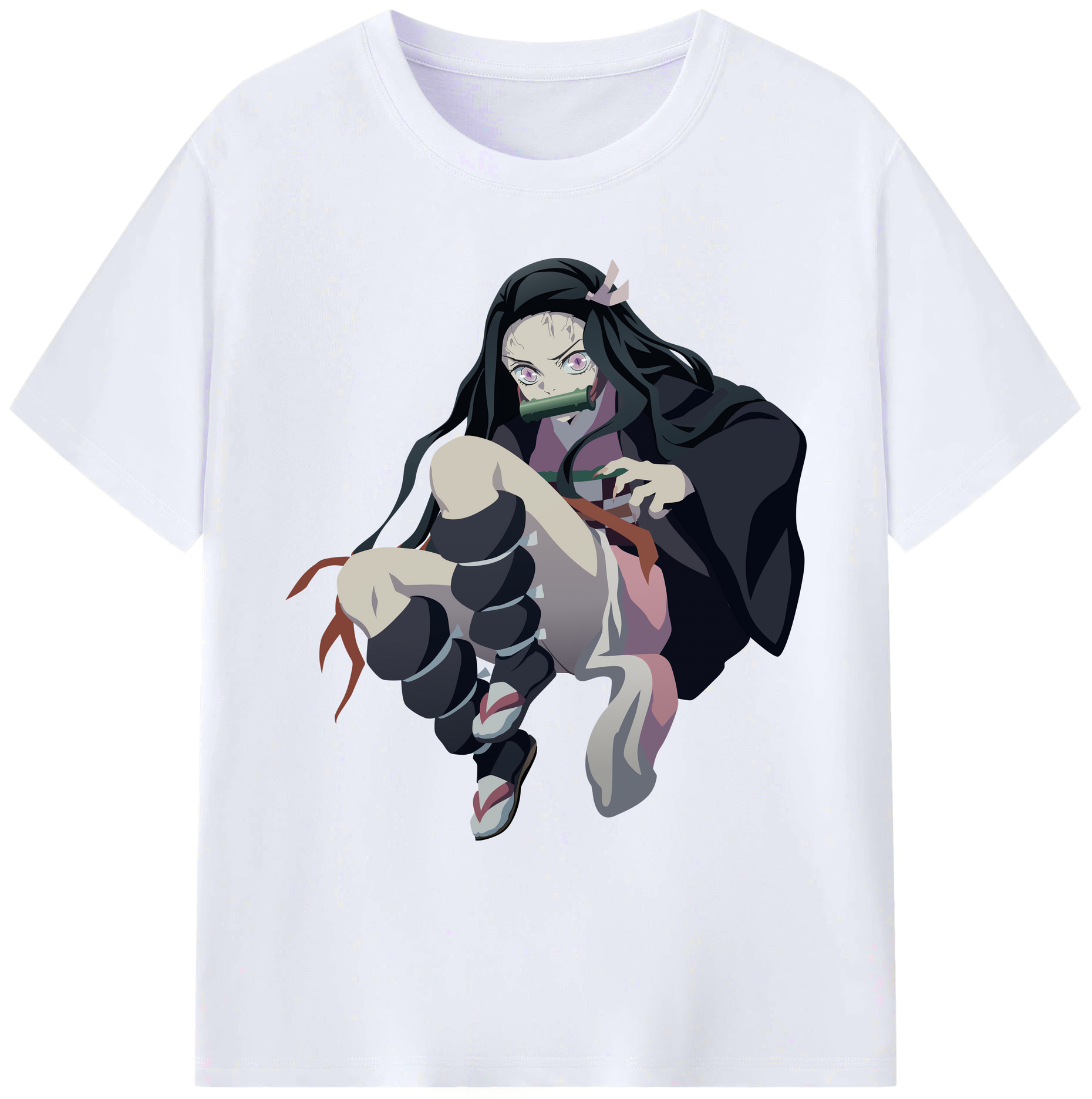 （画像用） 鬼滅の刃（きめつのやいば）竈門 禰󠄀豆子／かまど ねずこ Kamado Nezuko 綿100％ メンズ半袖Tシャツ｜肌触りやわらか＆通気性
