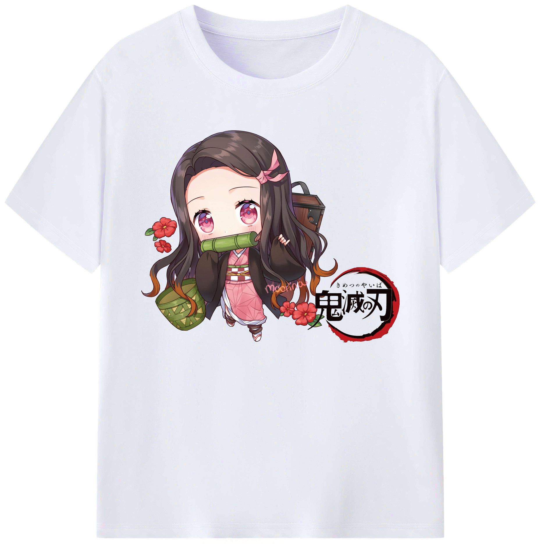 （画像用） 鬼滅の刃（きめつのやいば）竈門 禰󠄀豆子／かまど ねずこ Kamado Nezuko 綿100％ メンズ半袖Tシャツ｜肌触りやわらか＆通気性