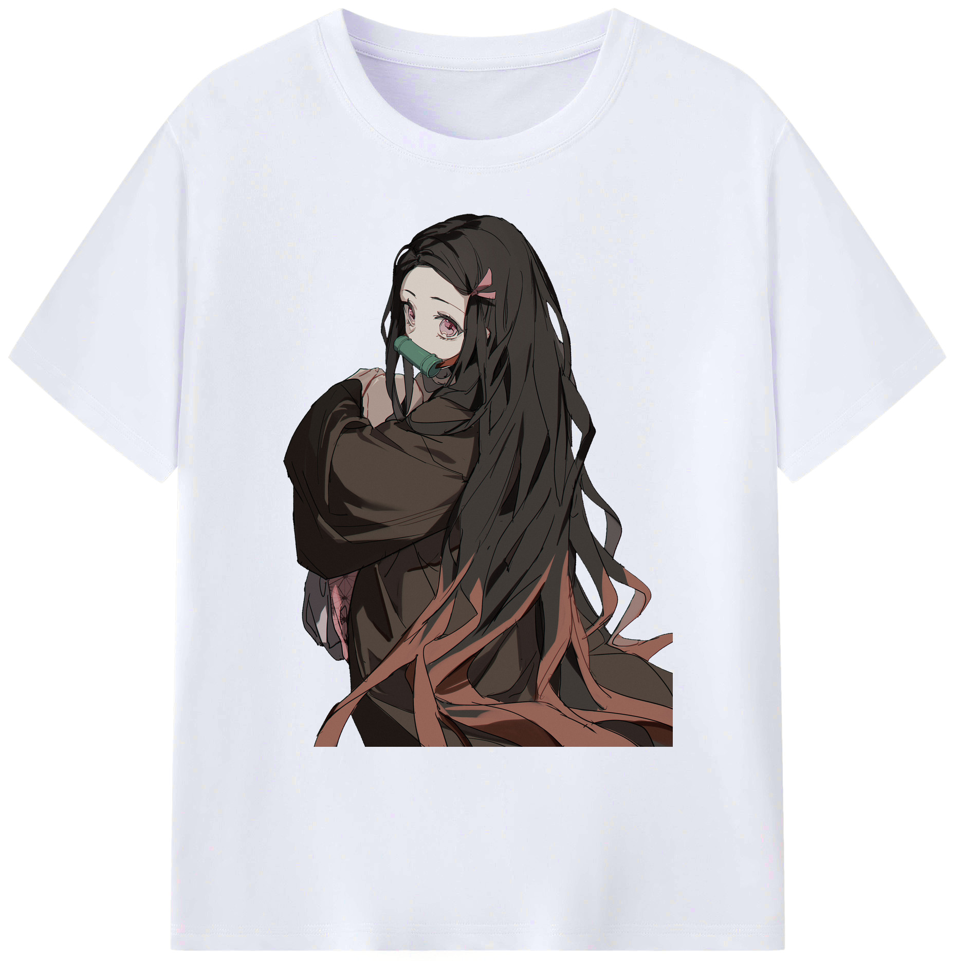 （画像用） 鬼滅の刃（きめつのやいば）竈門 禰󠄀豆子／かまど ねずこ Kamado Nezuko 綿100％ メンズ半袖Tシャツ｜肌触りやわらか＆通気性