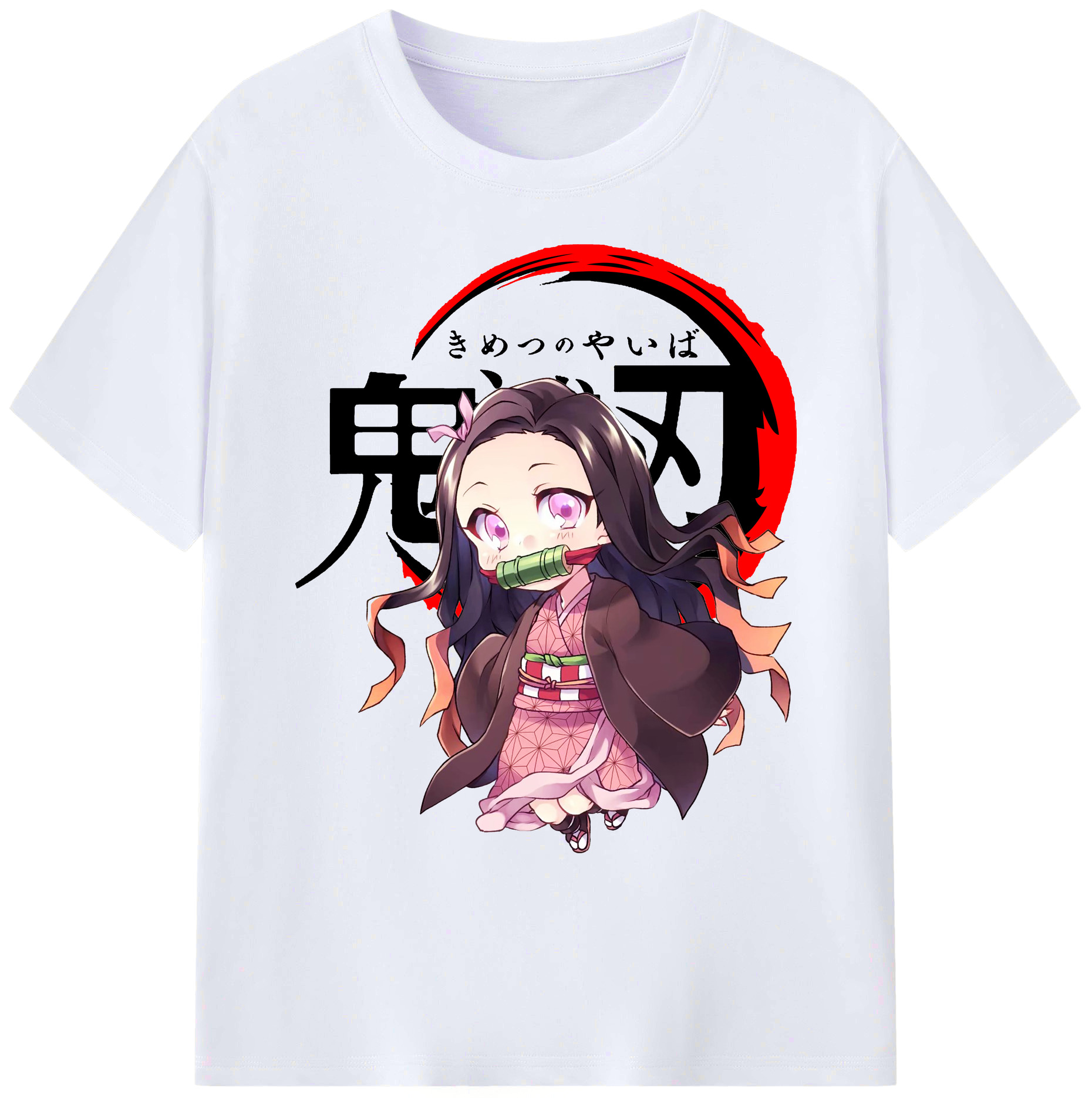 （画像用） 鬼滅の刃（きめつのやいば）竈門 禰󠄀豆子／かまど ねずこ Kamado Nezuko 綿100％ メンズ半袖Tシャツ｜肌触りやわらか＆通気性