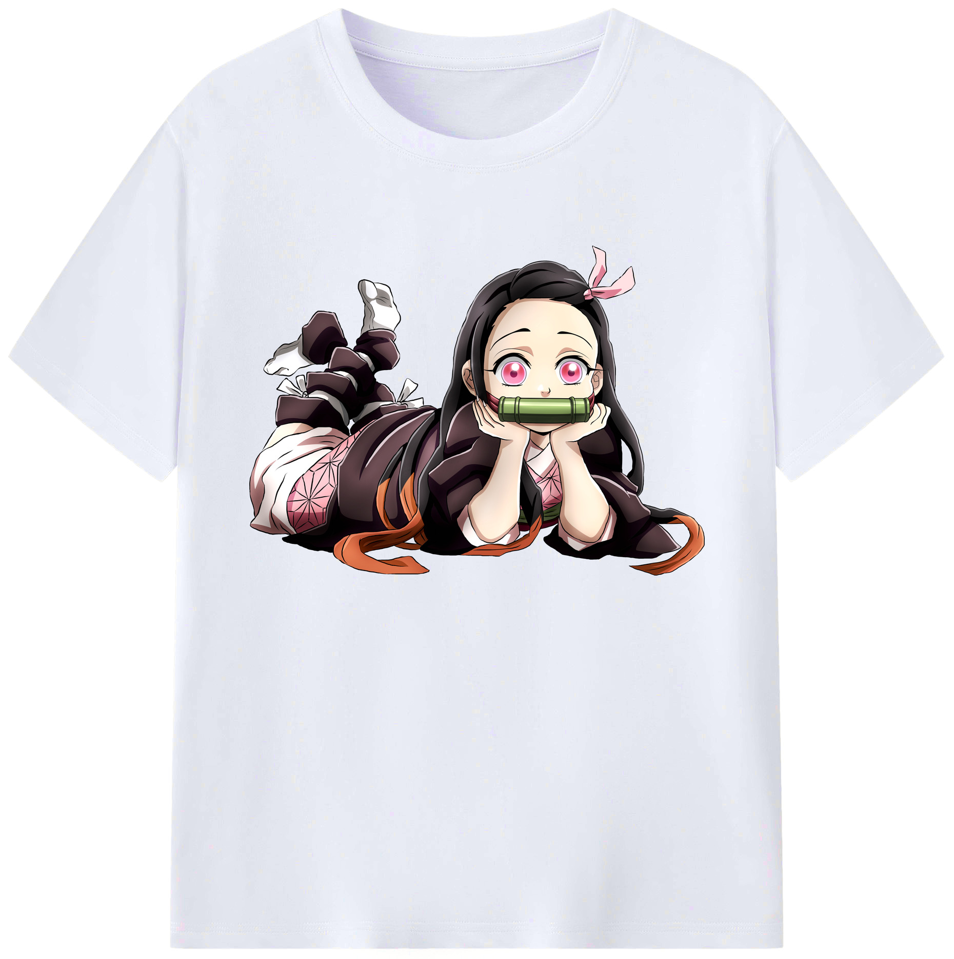 （画像用） 鬼滅の刃（きめつのやいば）竈門 禰󠄀豆子／かまど ねずこ Kamado Nezuko 綿100％ メンズ半袖Tシャツ｜肌触りやわらか＆通気性