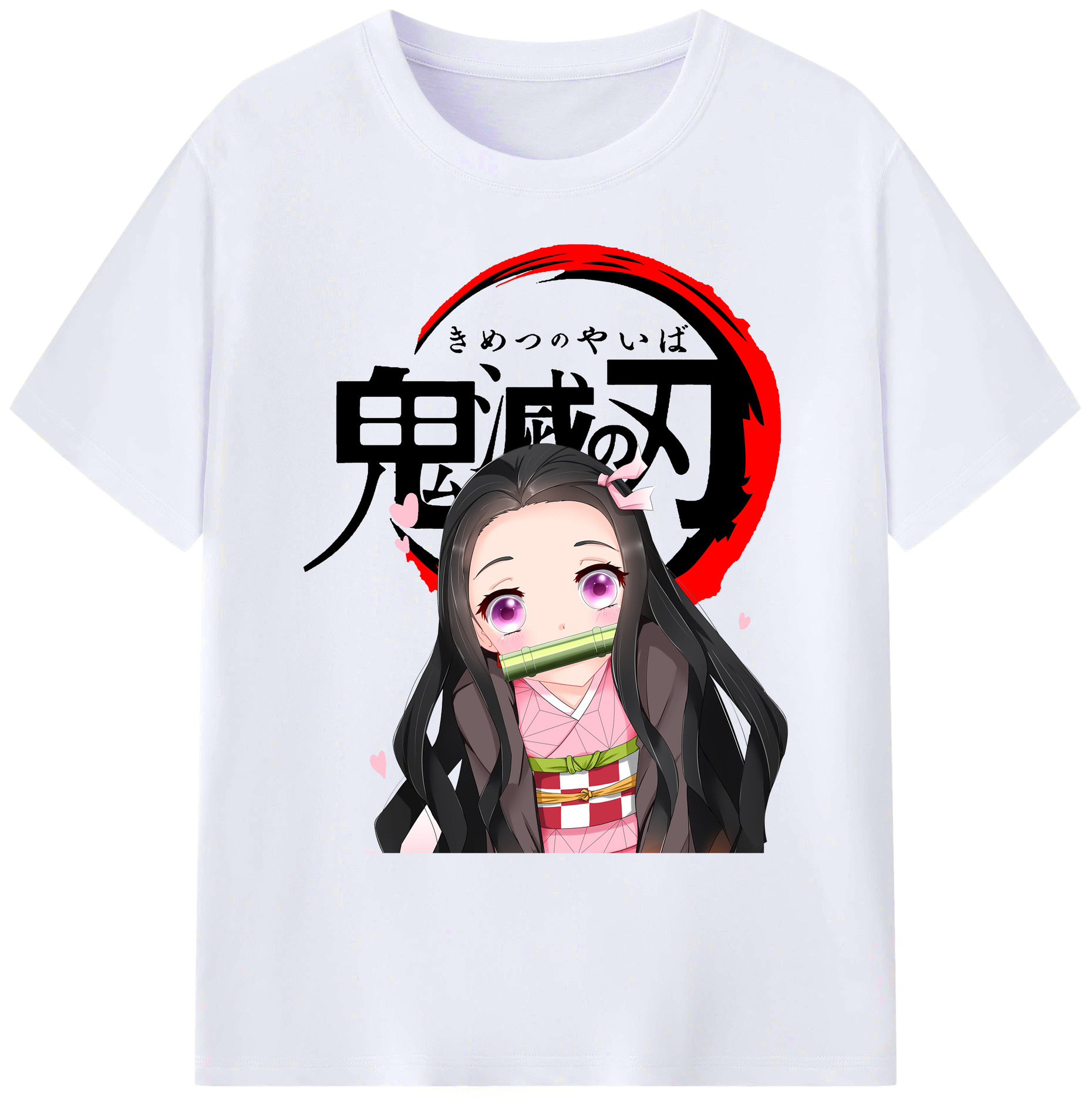 （画像用） 鬼滅の刃（きめつのやいば）竈門 禰󠄀豆子／かまど ねずこ Kamado Nezuko 綿100％ メンズ半袖Tシャツ｜肌触りやわらか＆通気性