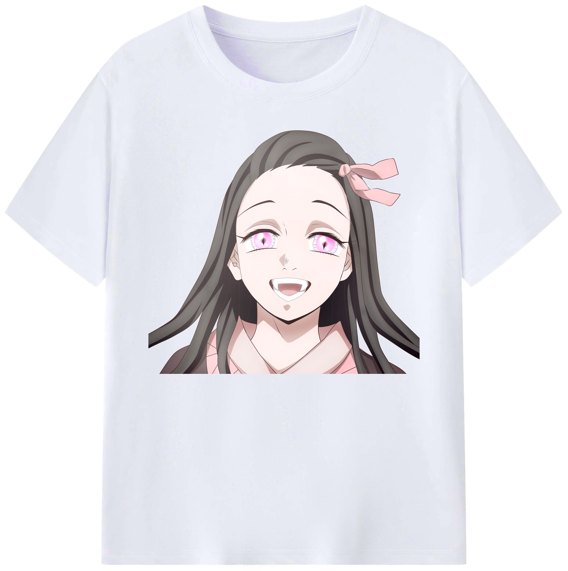 （画像用） 鬼滅の刃（きめつのやいば）竈門 禰󠄀豆子／かまど ねずこ Kamado Nezuko 綿100％ メンズ半袖Tシャツ｜肌触りやわらか＆通気性
