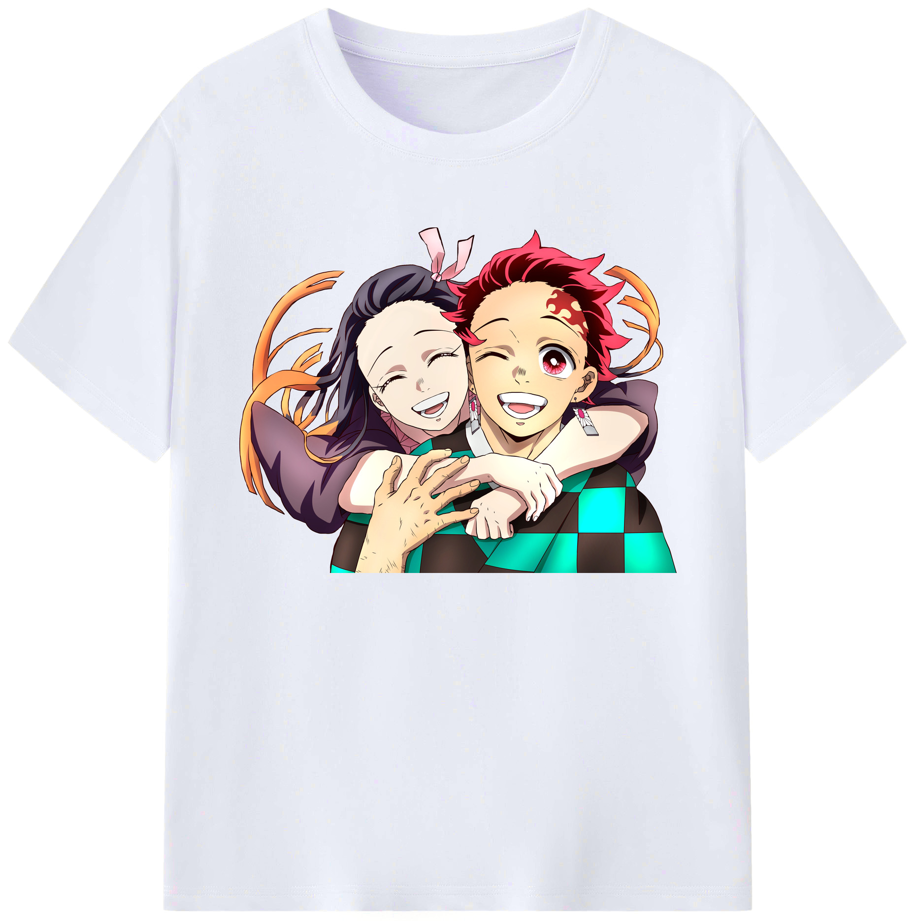 （画像用） 鬼滅の刃（きめつのやいば）竈門 禰󠄀豆子／かまど ねずこ Kamado Nezuko 綿100％ メンズ半袖Tシャツ｜肌触りやわらか＆通気性