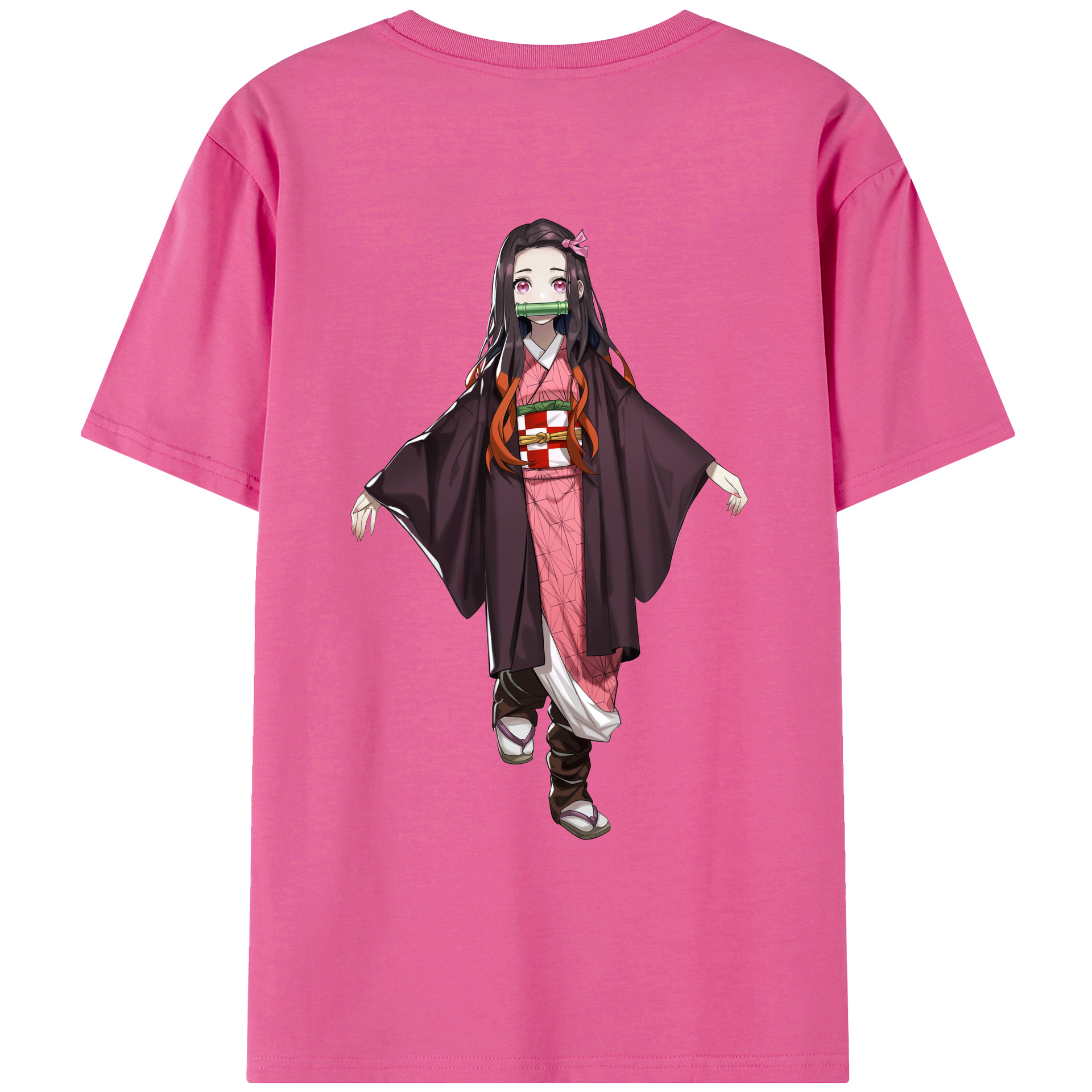 （画像用） 鬼滅の刃（きめつのやいば）竈門 禰󠄀豆子／かまど ねずこ Kamado Nezuko レディース半袖Tシャツ(バックプリント)