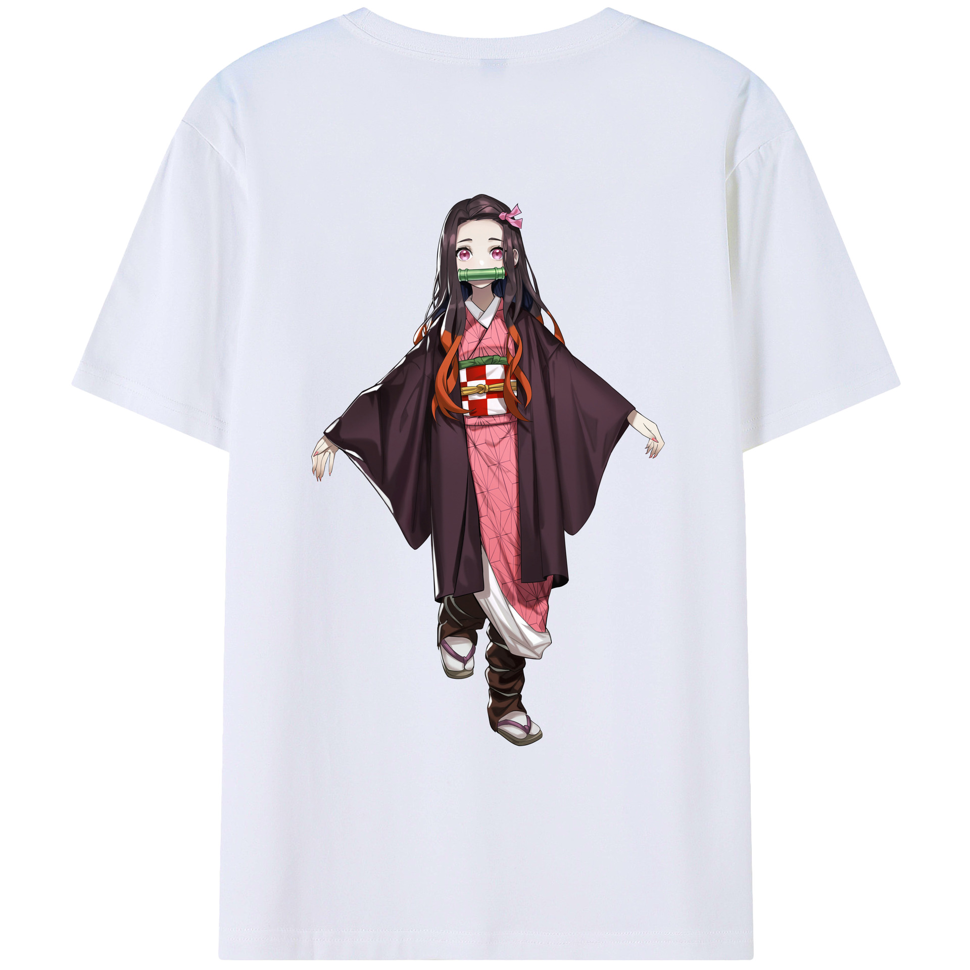 （画像用） 鬼滅の刃（きめつのやいば）竈門 禰󠄀豆子／かまど ねずこ Kamado Nezuko レディース半袖Tシャツ(バックプリント)