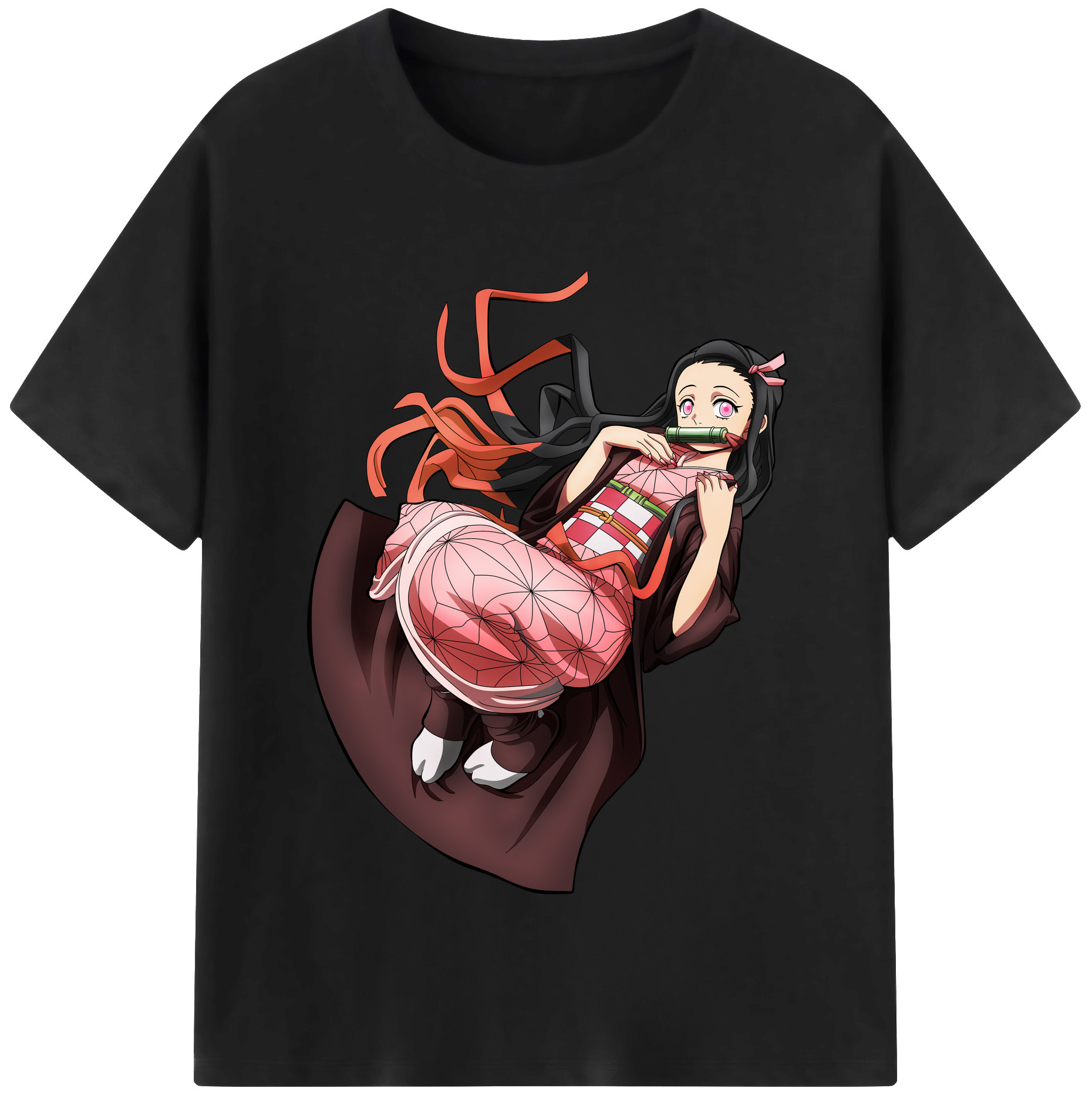 （画像用） 鬼滅の刃（きめつのやいば）竈門 禰󠄀豆子／かまど ねずこ Kamado Nezuko レディースカジュアルプリントTシャツ（綿100％）