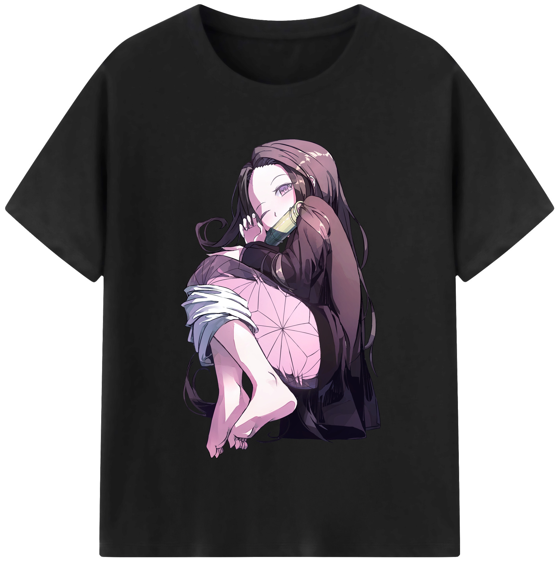 （画像用） 鬼滅の刃（きめつのやいば）竈門 禰󠄀豆子／かまど ねずこ Kamado Nezuko レディースカジュアルプリントTシャツ（綿100％）