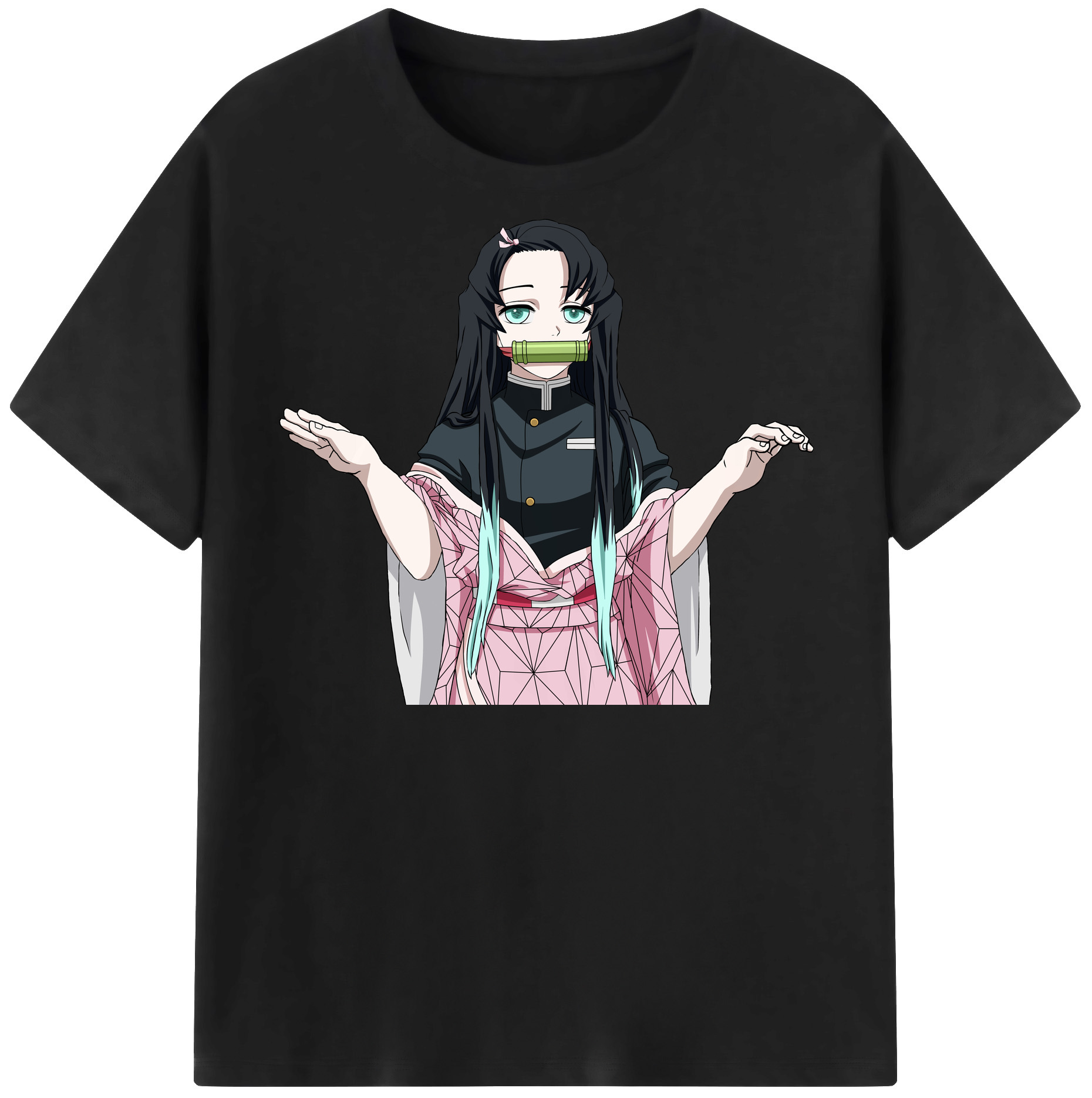 （画像用） 鬼滅の刃（きめつのやいば）竈門 禰󠄀豆子／かまど ねずこ Kamado Nezuko レディースカジュアルプリントTシャツ（綿100％）