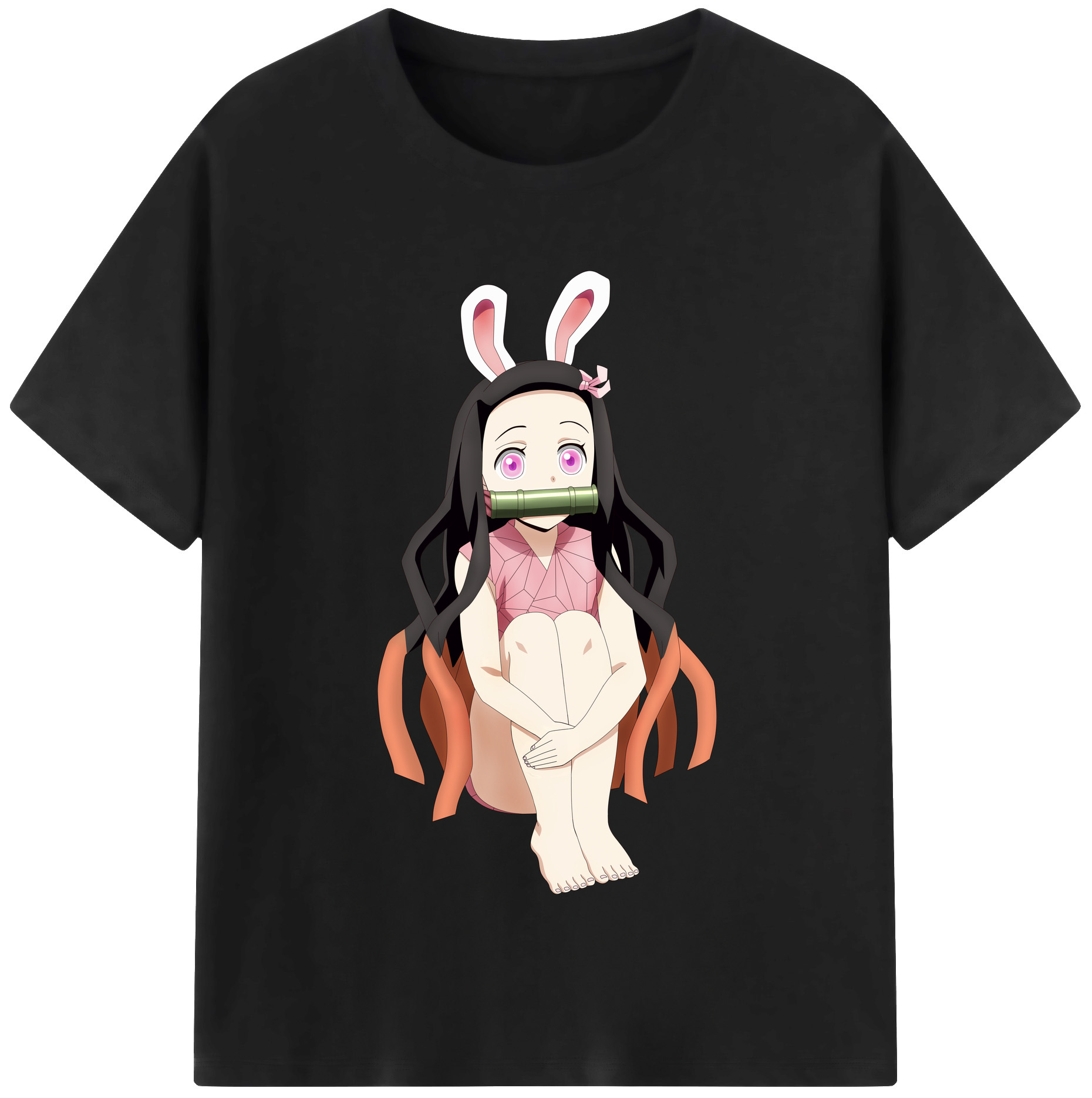 （画像用） 鬼滅の刃（きめつのやいば）竈門 禰󠄀豆子／かまど ねずこ Kamado Nezuko レディースカジュアルプリントTシャツ（綿100％）