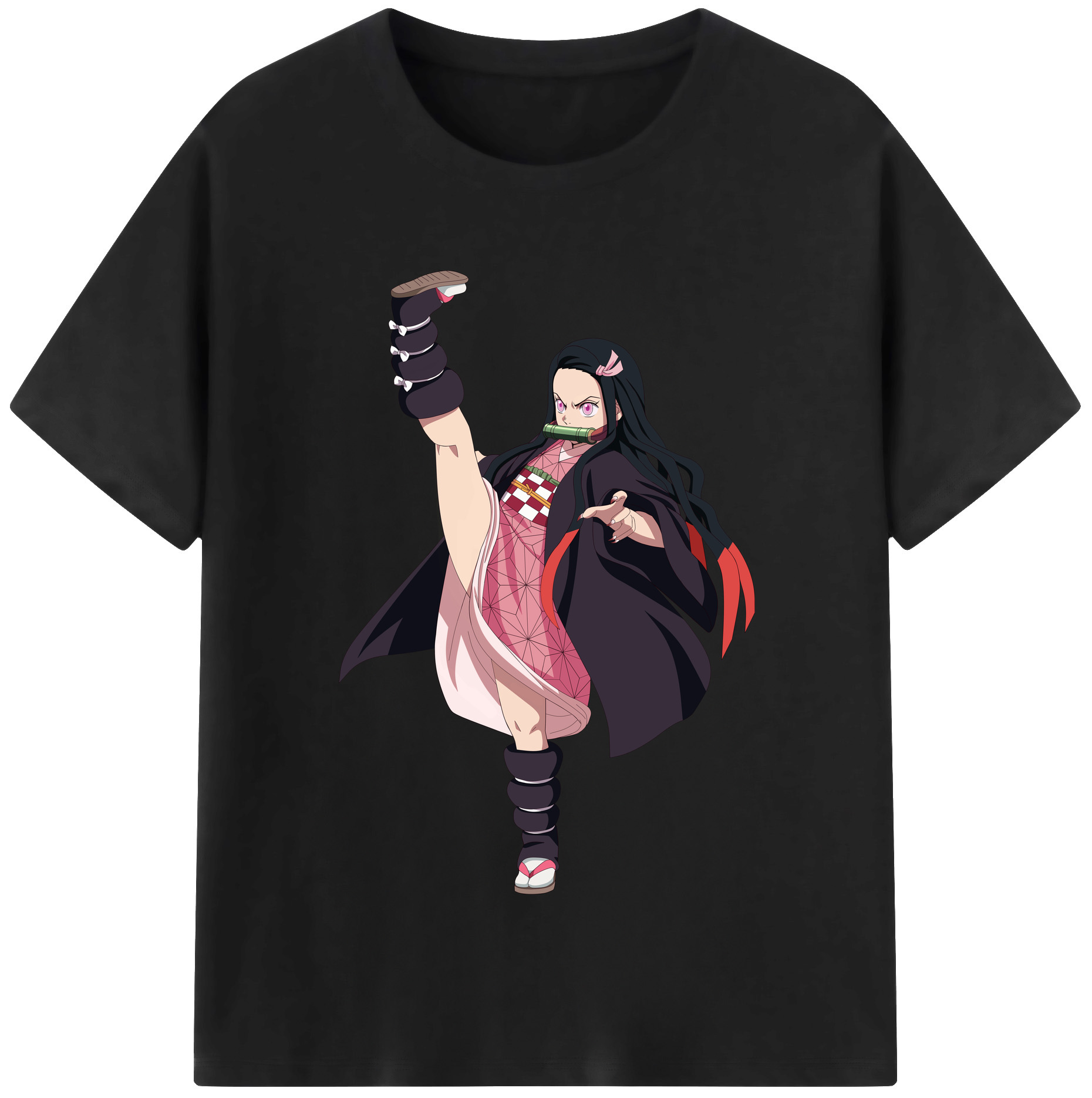 （画像用） 鬼滅の刃（きめつのやいば）竈門 禰󠄀豆子／かまど ねずこ Kamado Nezuko レディースカジュアルプリントTシャツ（綿100％）