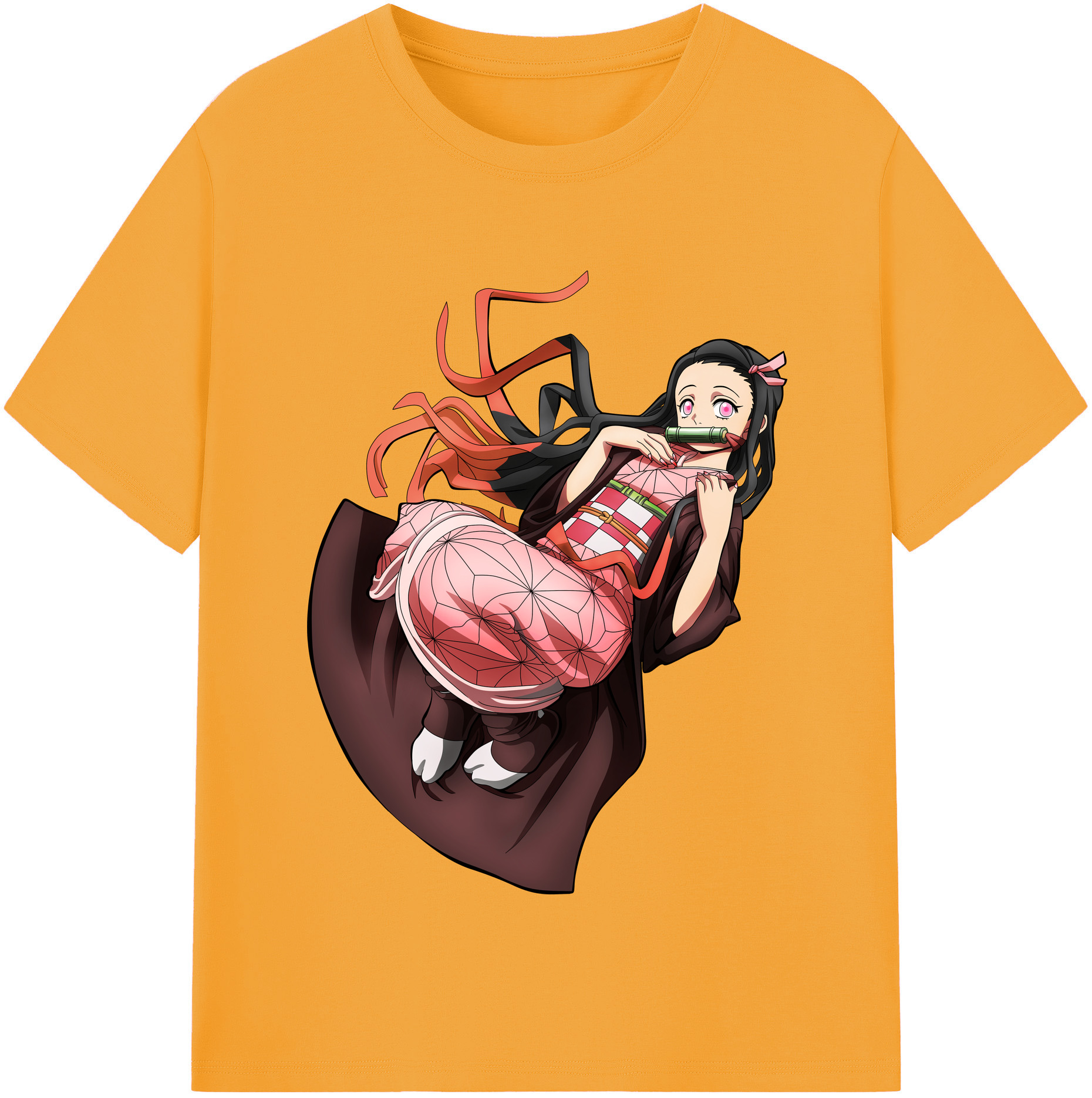 （画像用） 鬼滅の刃（きめつのやいば）竈門 禰󠄀豆子／かまど ねずこ Kamado Nezuko レディースカジュアルプリントTシャツ（綿100％）