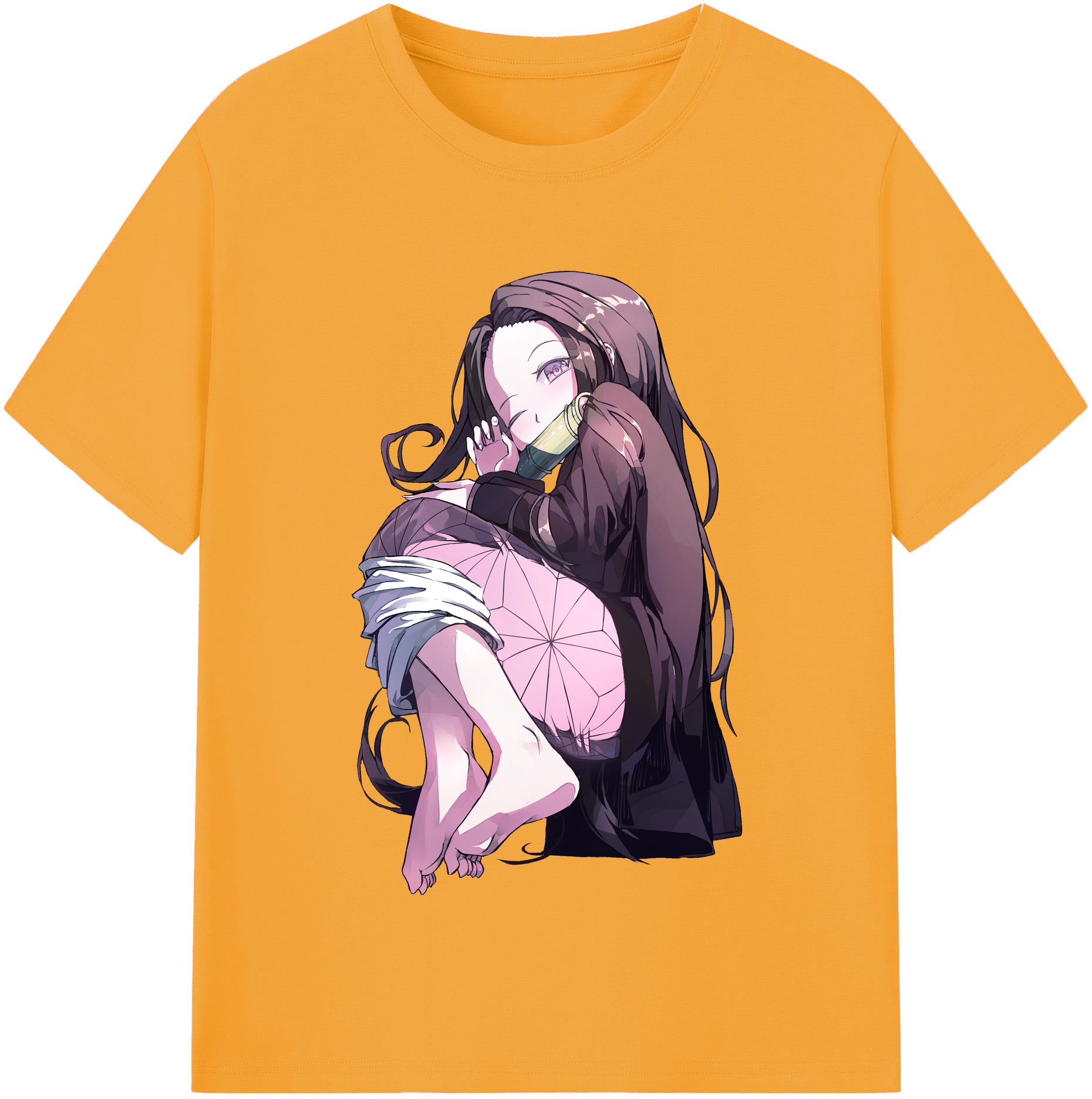 （画像用） 鬼滅の刃（きめつのやいば）竈門 禰󠄀豆子／かまど ねずこ Kamado Nezuko レディースカジュアルプリントTシャツ（綿100％）