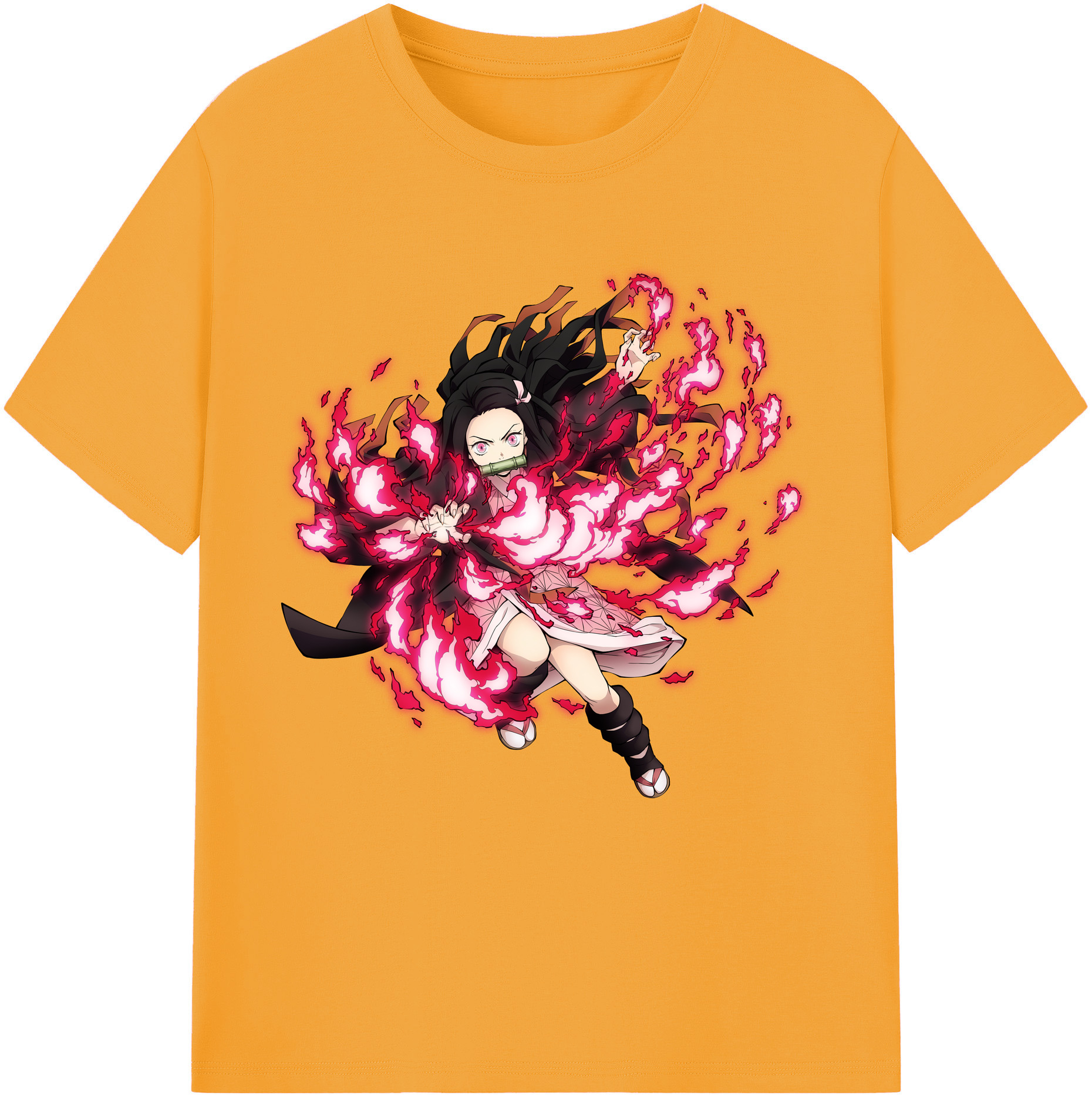 （画像用） 鬼滅の刃（きめつのやいば）竈門 禰󠄀豆子／かまど ねずこ Kamado Nezuko レディースカジュアルプリントTシャツ（綿100％）