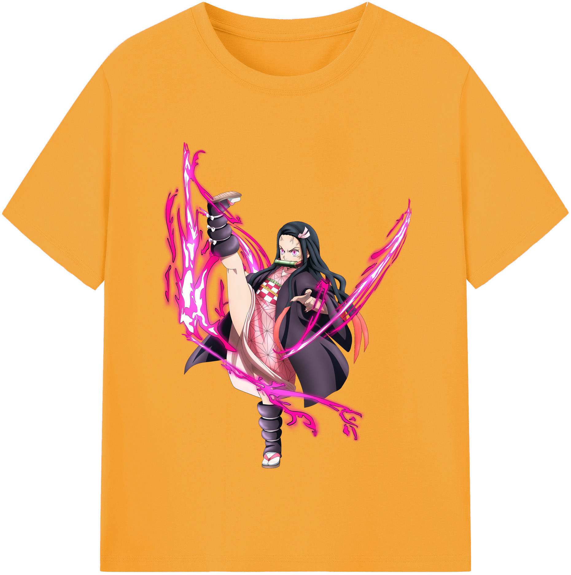 （画像用） 鬼滅の刃（きめつのやいば）竈門 禰󠄀豆子／かまど ねずこ Kamado Nezuko レディースカジュアルプリントTシャツ（綿100％）
