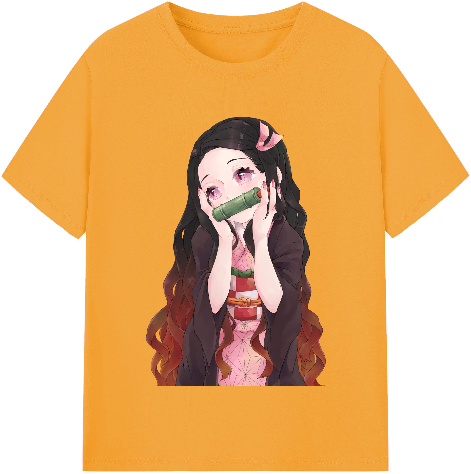 （画像用） 鬼滅の刃（きめつのやいば）竈門 禰󠄀豆子／かまど ねずこ Kamado Nezuko レディースカジュアルプリントTシャツ（綿100％）