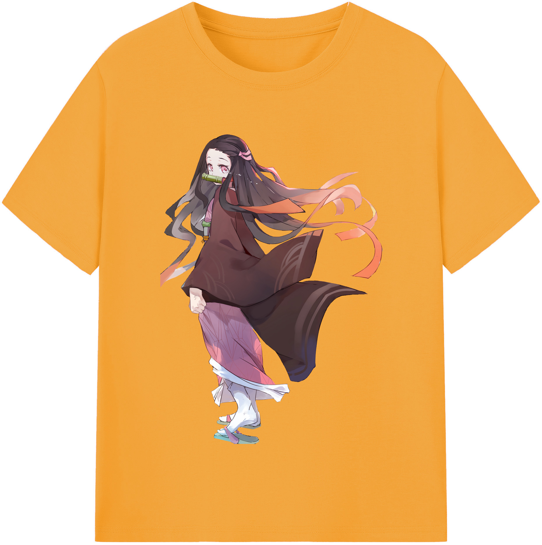 （画像用） 鬼滅の刃（きめつのやいば）竈門 禰󠄀豆子／かまど ねずこ Kamado Nezuko レディースカジュアルプリントTシャツ（綿100％）