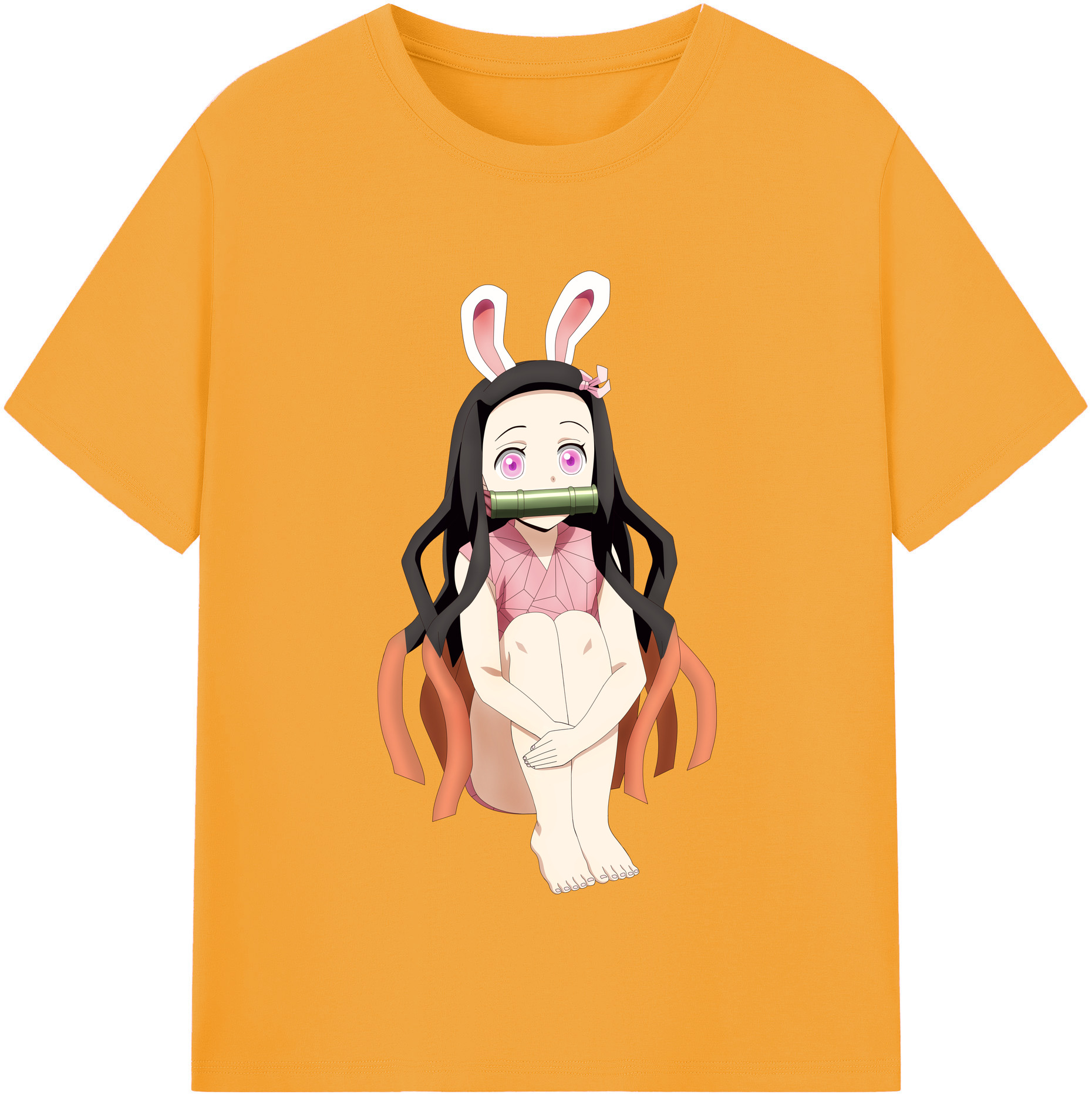 （画像用） 鬼滅の刃（きめつのやいば）竈門 禰󠄀豆子／かまど ねずこ Kamado Nezuko レディースカジュアルプリントTシャツ（綿100％）