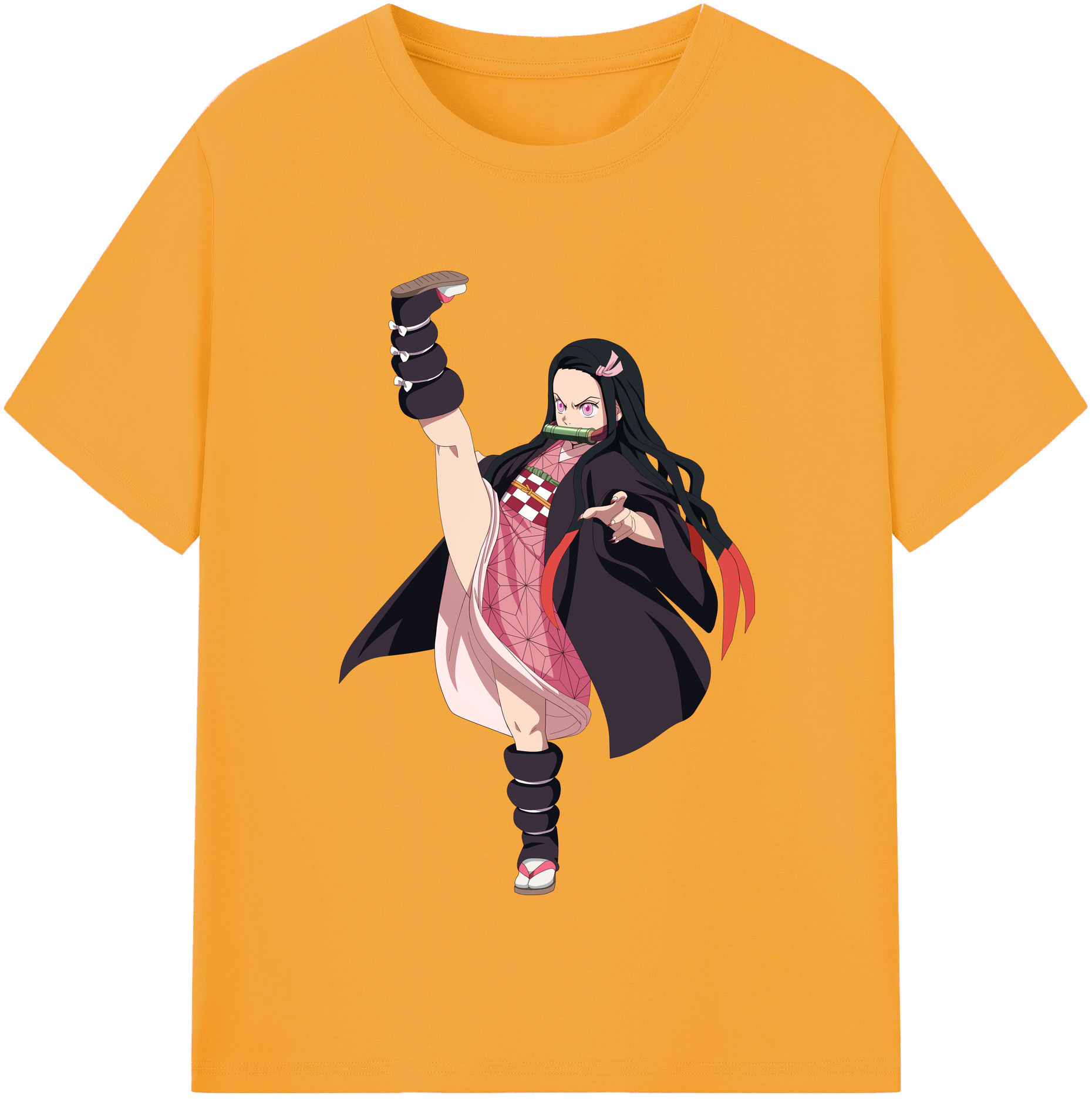 （画像用） 鬼滅の刃（きめつのやいば）竈門 禰󠄀豆子／かまど ねずこ Kamado Nezuko レディースカジュアルプリントTシャツ（綿100％）