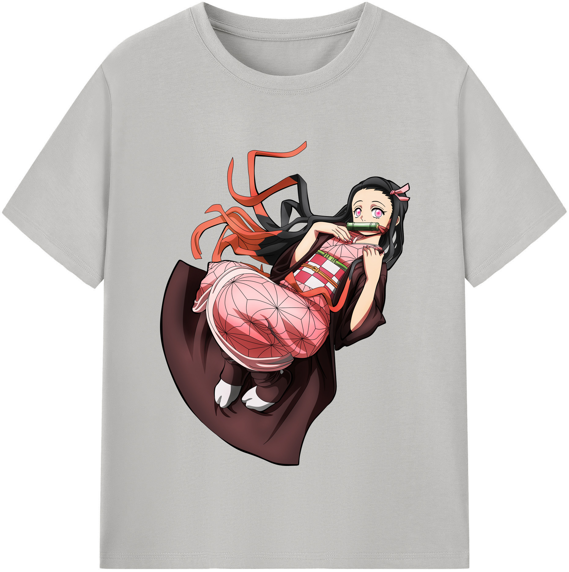 （画像用） 鬼滅の刃（きめつのやいば）竈門 禰󠄀豆子／かまど ねずこ Kamado Nezuko レディースカジュアルプリントTシャツ（綿100％）