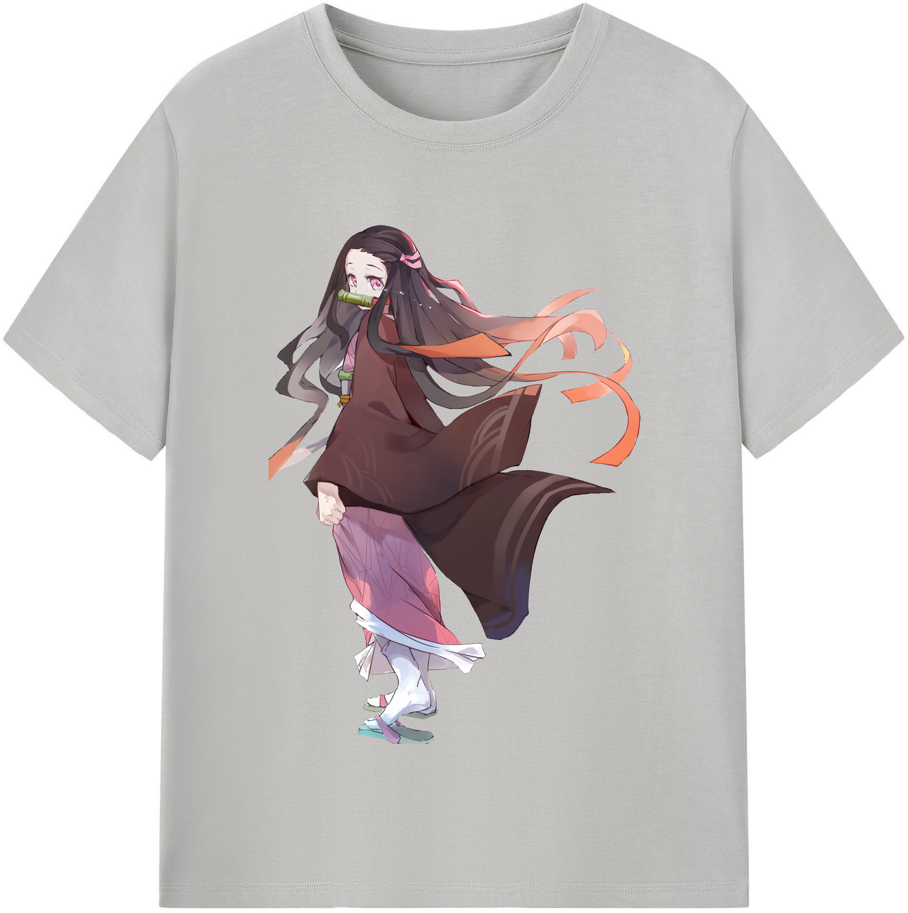 （画像用） 鬼滅の刃（きめつのやいば）竈門 禰󠄀豆子／かまど ねずこ Kamado Nezuko レディースカジュアルプリントTシャツ（綿100％）