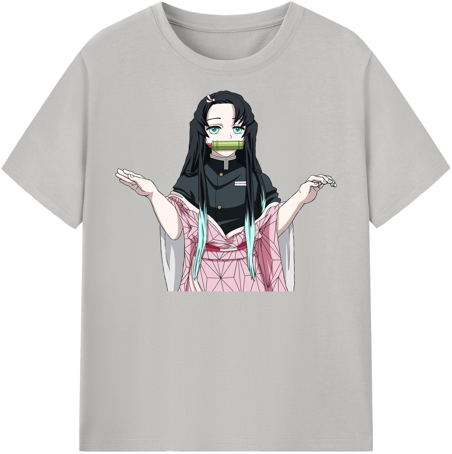 （画像用） 鬼滅の刃（きめつのやいば）竈門 禰󠄀豆子／かまど ねずこ Kamado Nezuko レディースカジュアルプリントTシャツ（綿100％）
