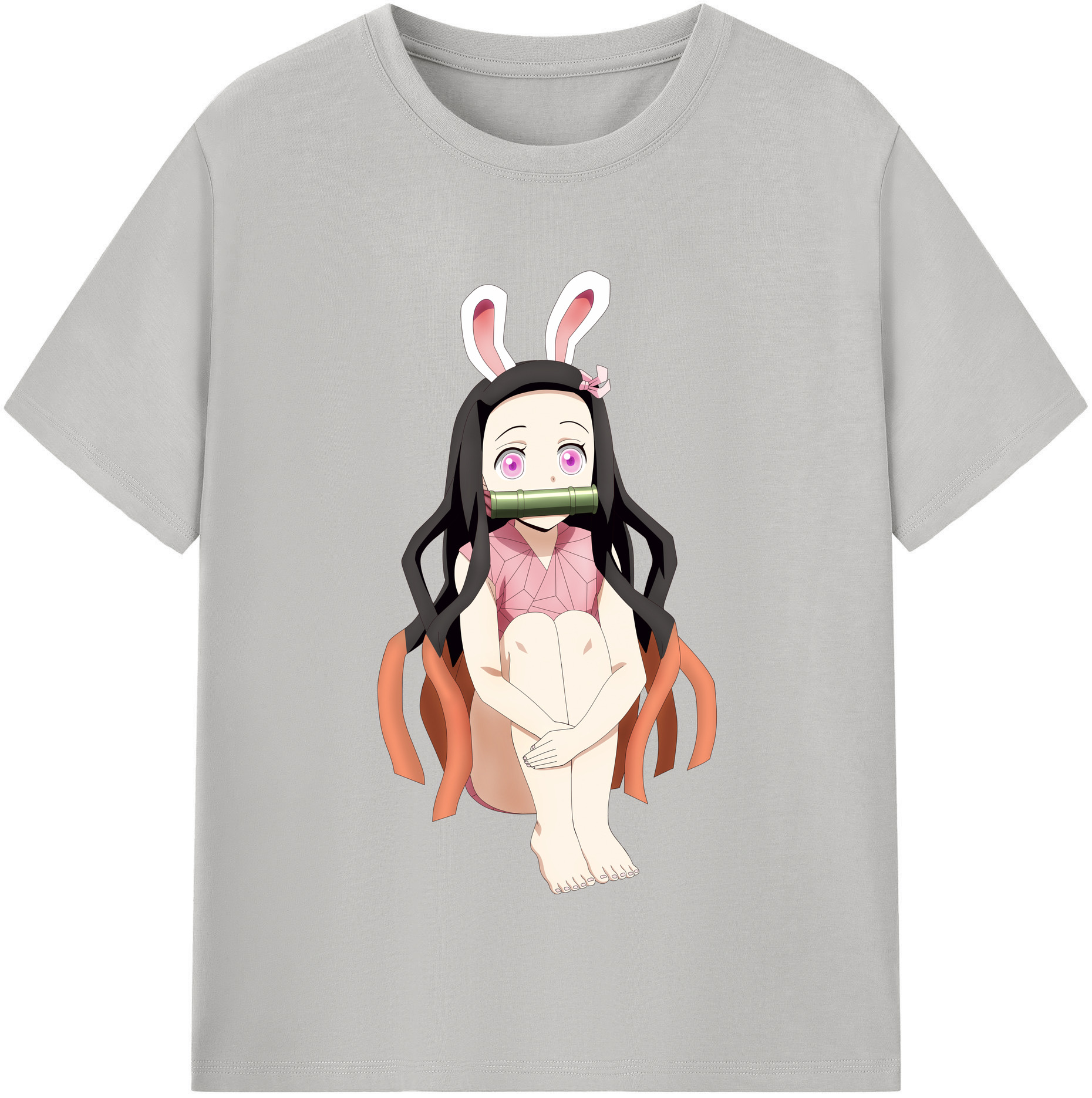 （画像用） 鬼滅の刃（きめつのやいば）竈門 禰󠄀豆子／かまど ねずこ Kamado Nezuko レディースカジュアルプリントTシャツ（綿100％）